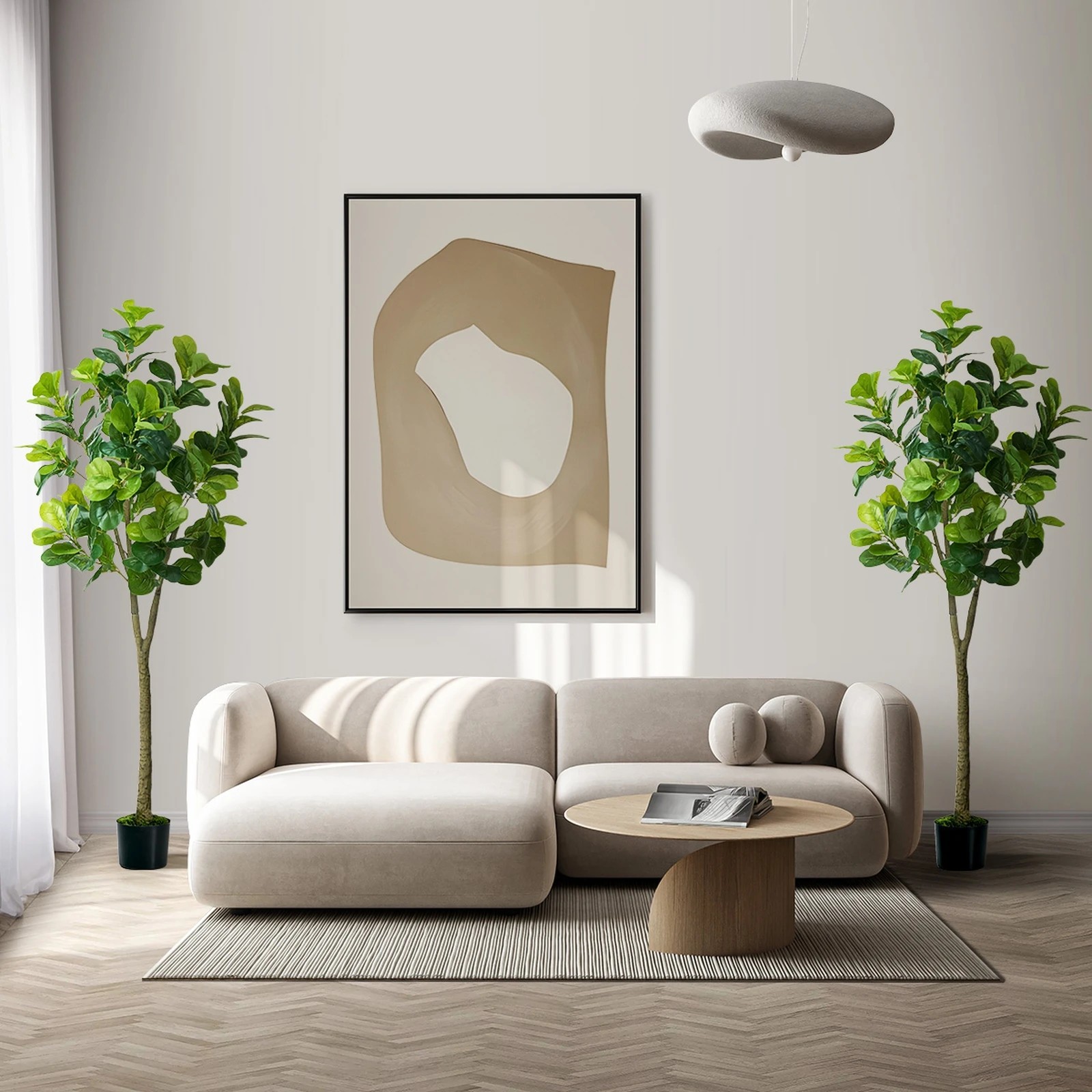 4 Livsip 2 Pack Artificial Fiddle Leaf Fig Tree 150cm Potted Faux Plant Home Decor, 4 of 9