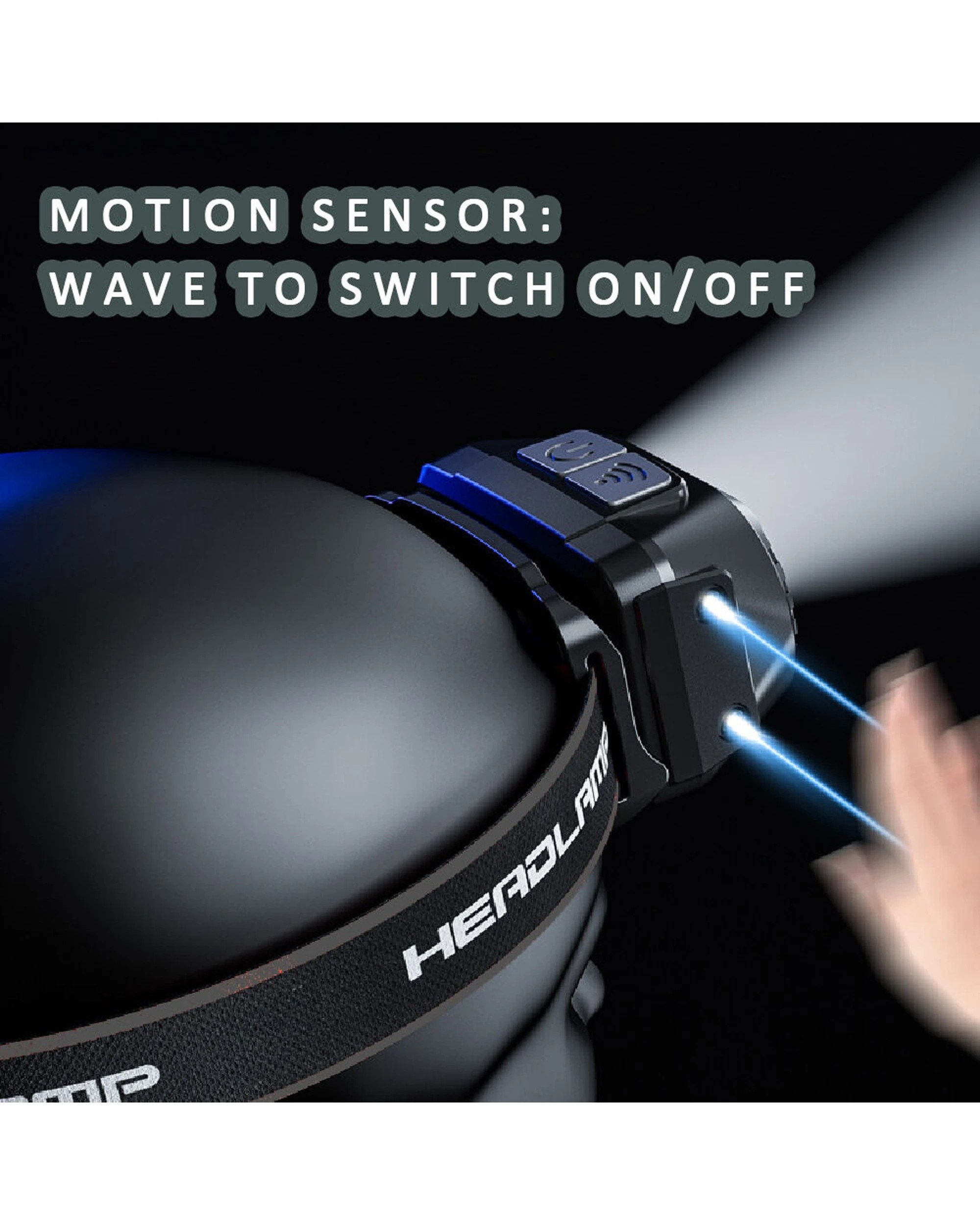 3 Sansai Rechargeable Motion Sensor LED Headlamp with Adjustable Band - Black, 3 of 6