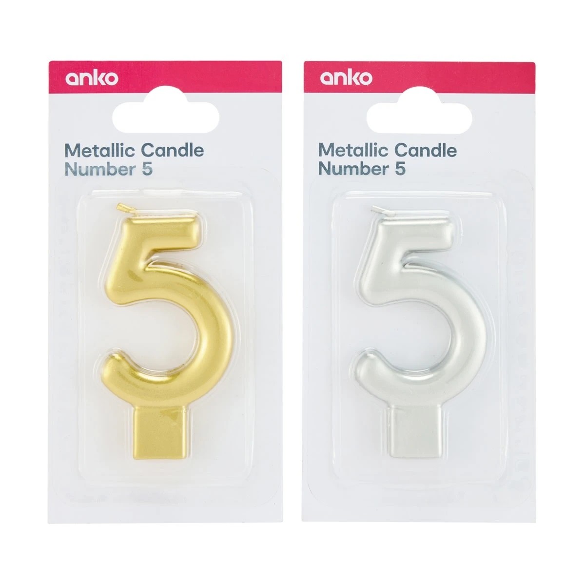 6 Metallic Candle Number 5 - Assorted, 6 of 6