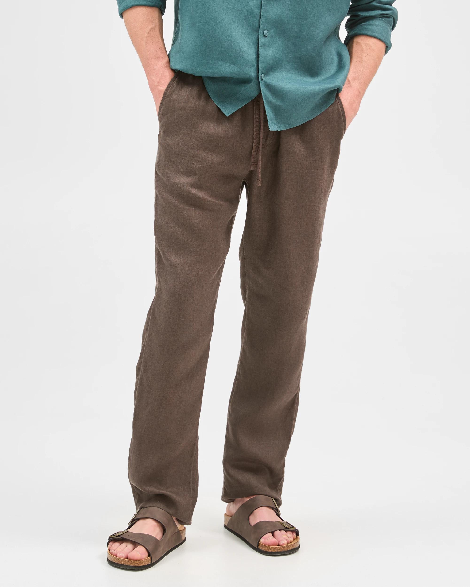 4 Target Man European Linen Full Length Pants CHOCOLATE, 4 of 7