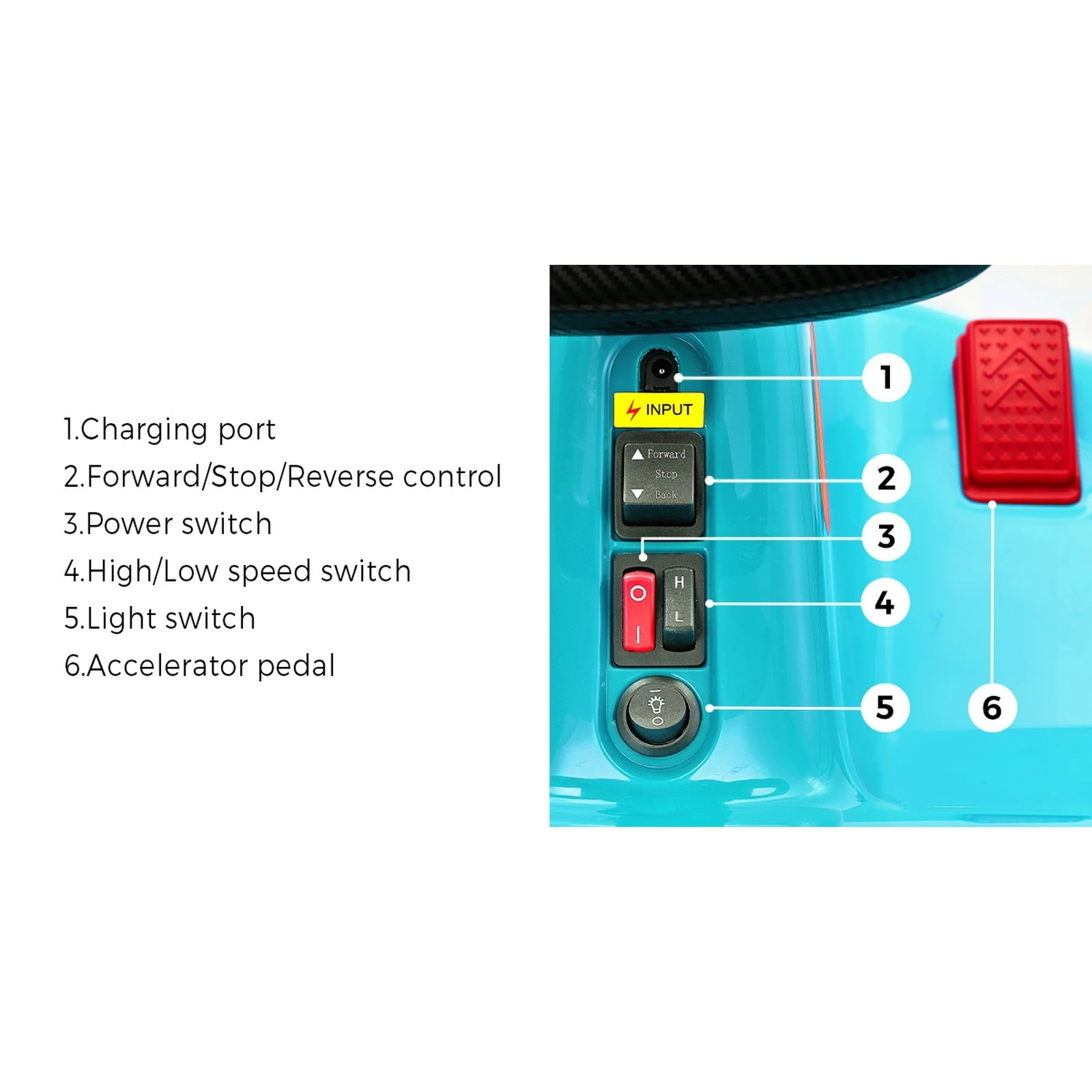 6 Mazam Kids Ride On Car Electric Kart Bluetooth Light Music Remote Control
 - Blue, 6 of 10