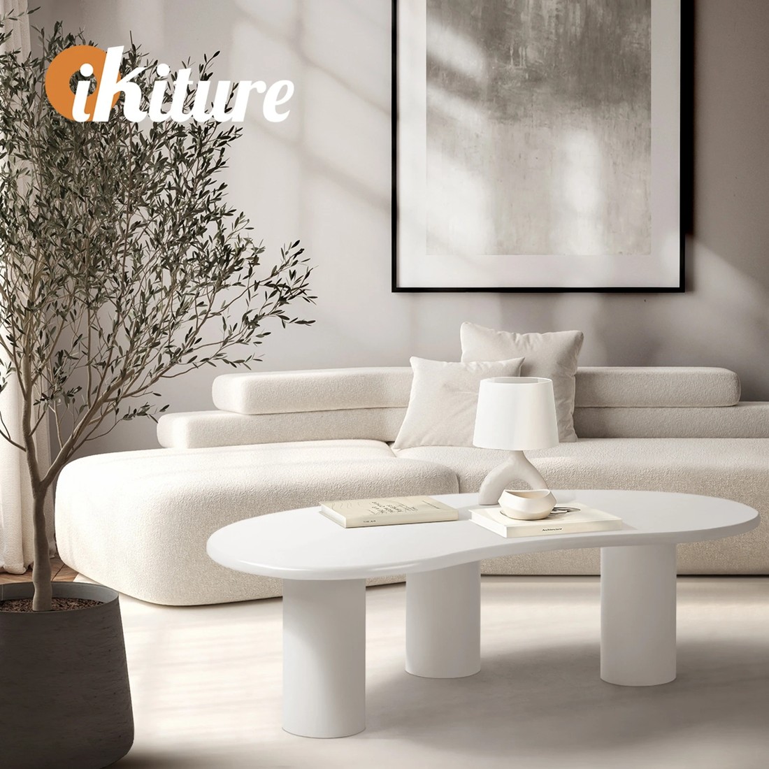 5 Oikiture Coffee Table Sofa Cafe Desk Side Tables Living Room Irregular
 - White, 5 of 10