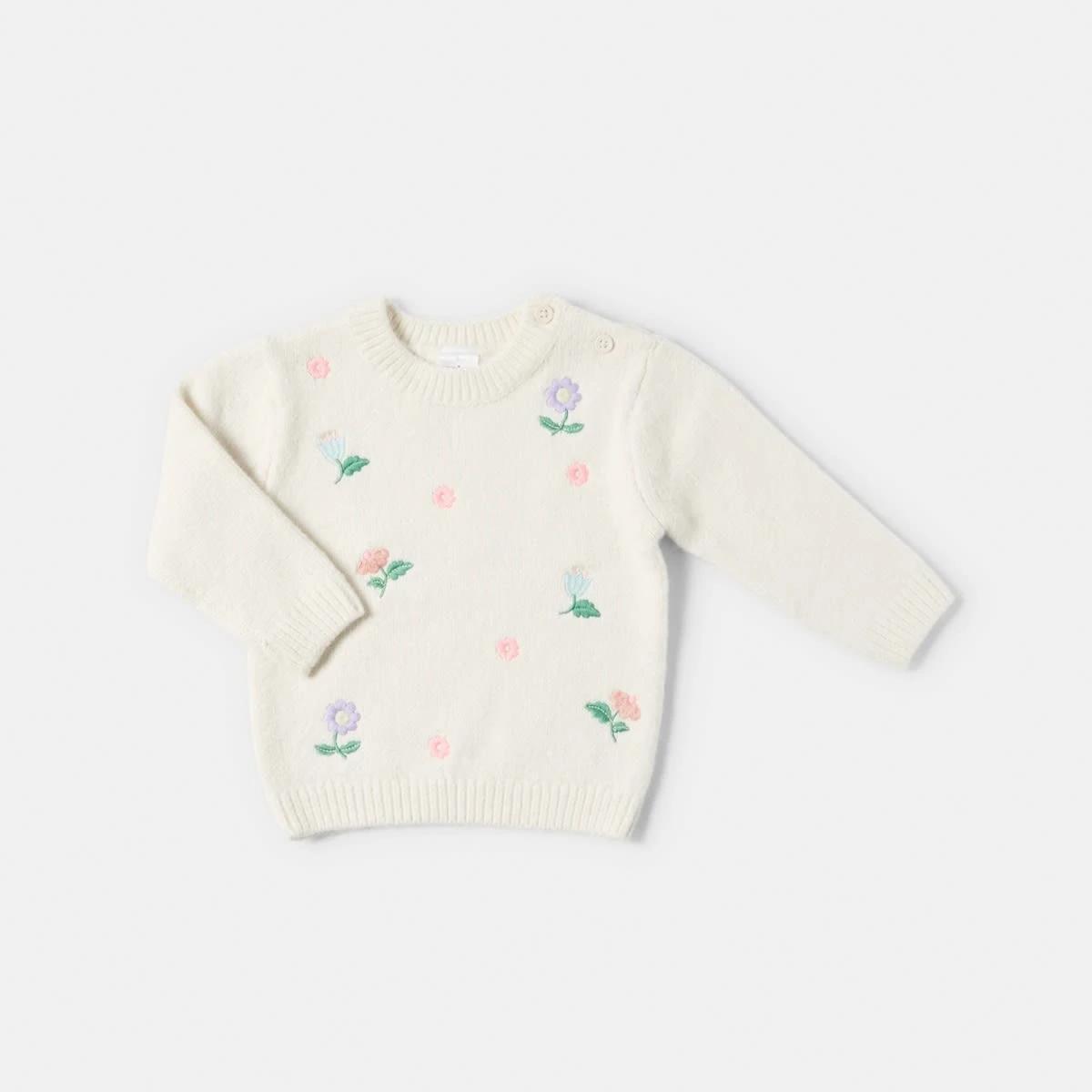 1 Applique Knit Top Wht Floral, 1 of 3