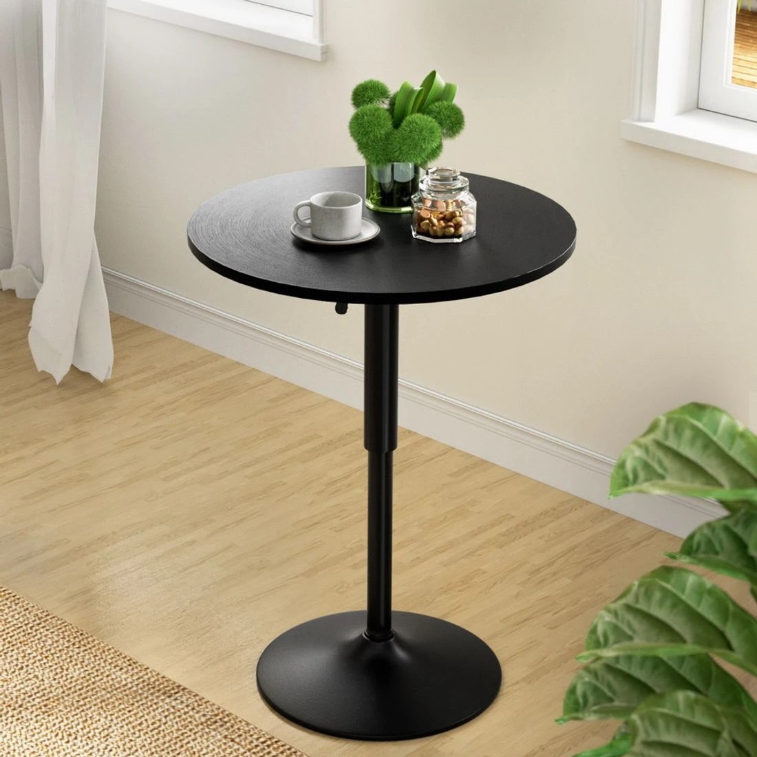 3 Artiss Bar Table Gas Lift Round - Black, 3 of 8