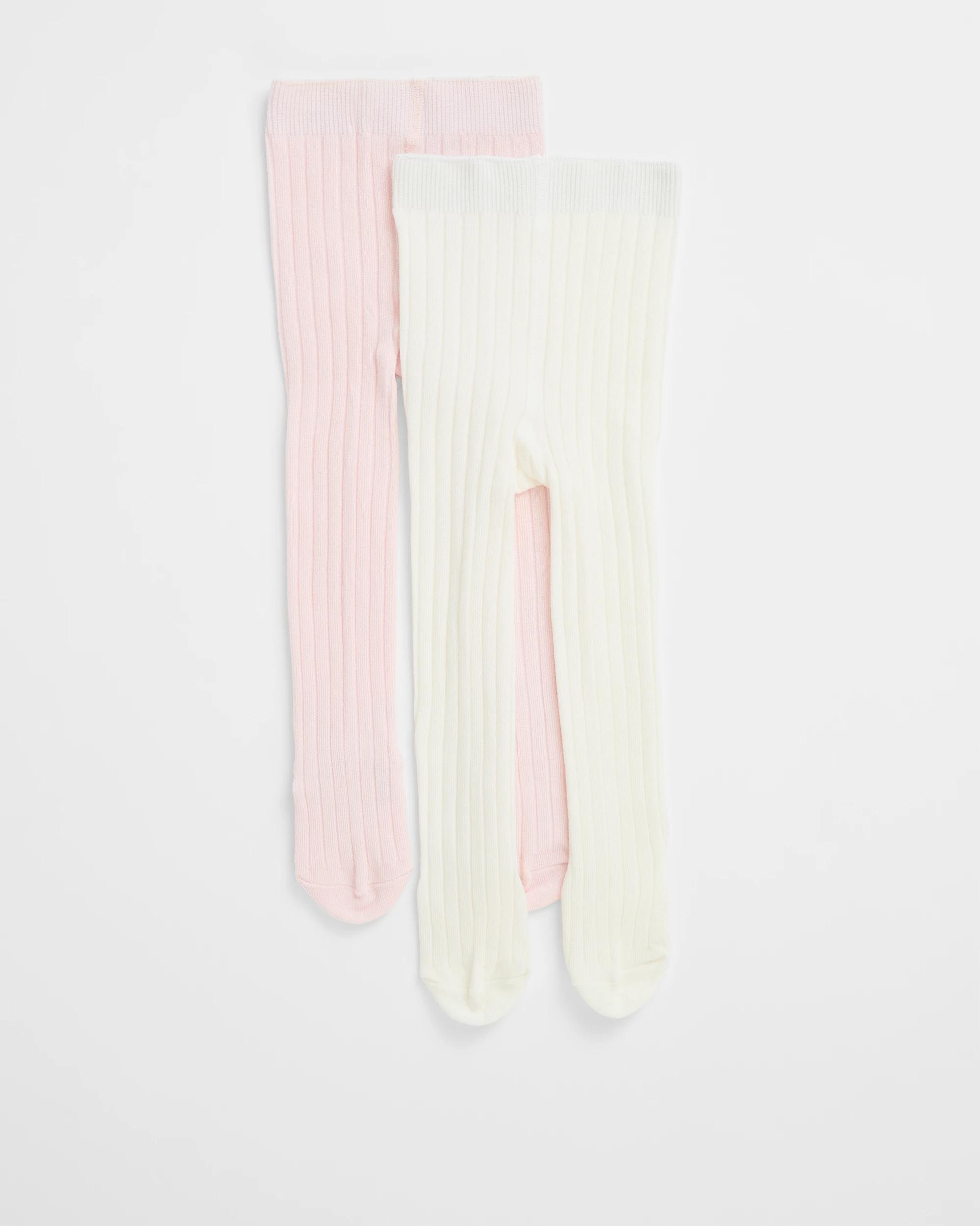 1 Maxx Baby Australian Cotton Blend 2 Pack Rib Tights BALLET SLIPPER, 1 of 3
