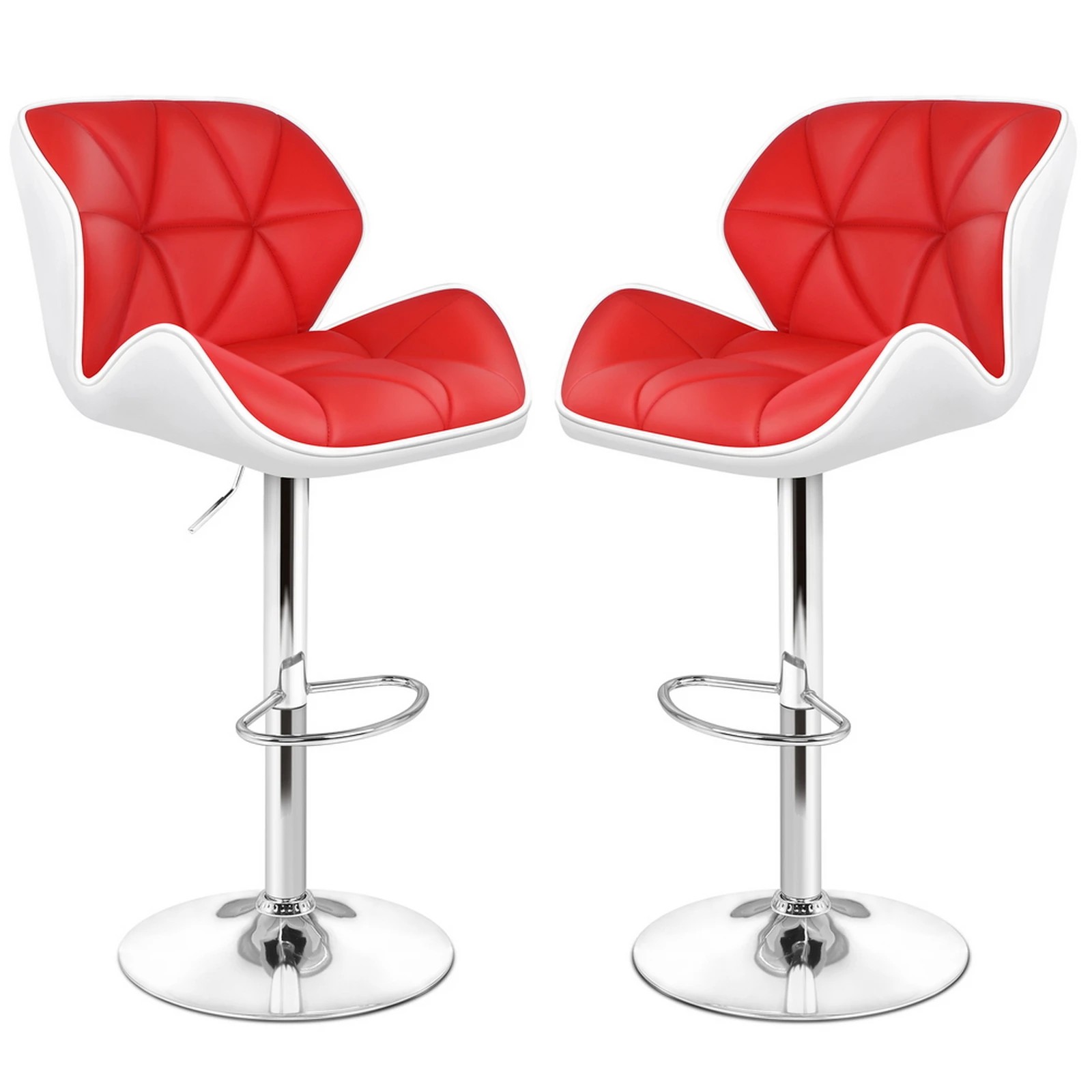 1 Alfordson 2x Bar Stools Willa Kitchen Gas Lift Swivel Chair Leather - Red, 1 of 9