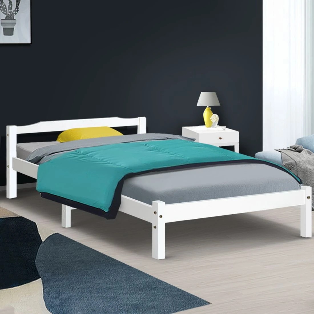 8 Artiss Bed Frame Single Size Wooden  LEXI - White, 8 of 8