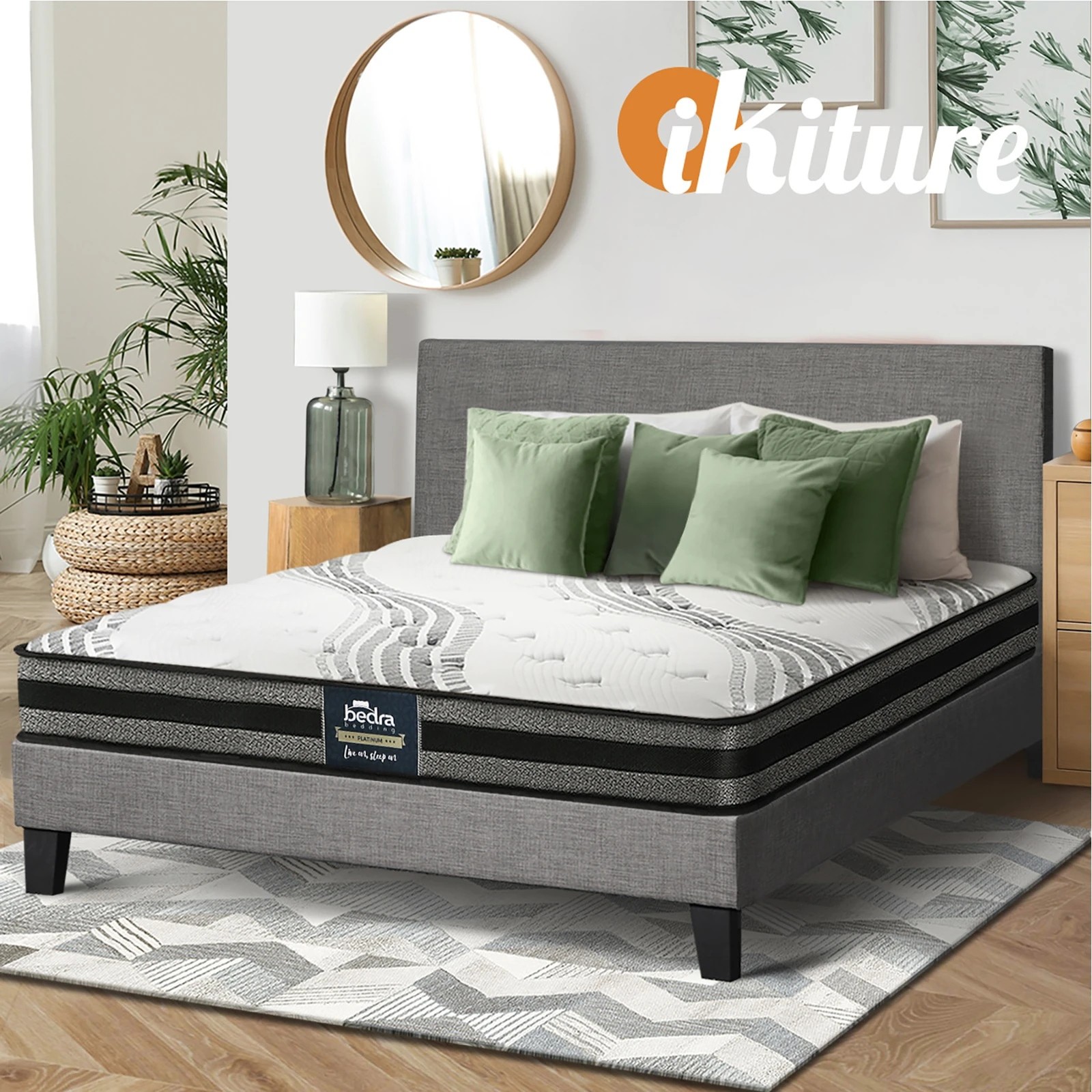 7 Oikiture Queen Bed Frame With Mattress Set
 - Grey, 7 of 10
