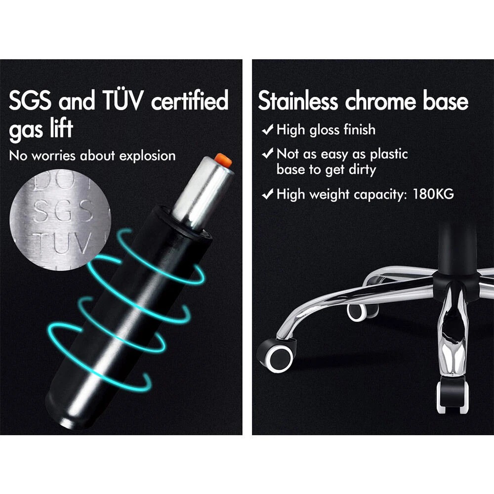 8 Alfordson Mesh Office Chair Gaming Executive Fabric Seat Racing Footrest Recline - Black, 8 of 10