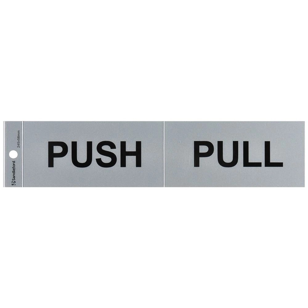 1 Sandleford Push/Pull Self Adhesive Sign 245 x 58mm, 1 of 1