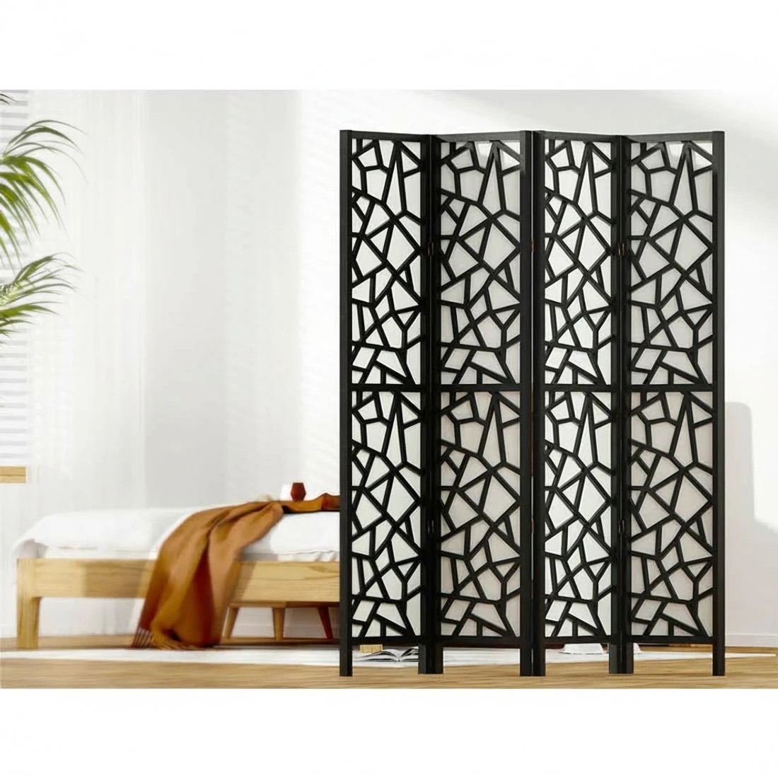 4 Artiss 4 Panel Room Divider Screen 162x170cm Clover - Black, 4 of 7