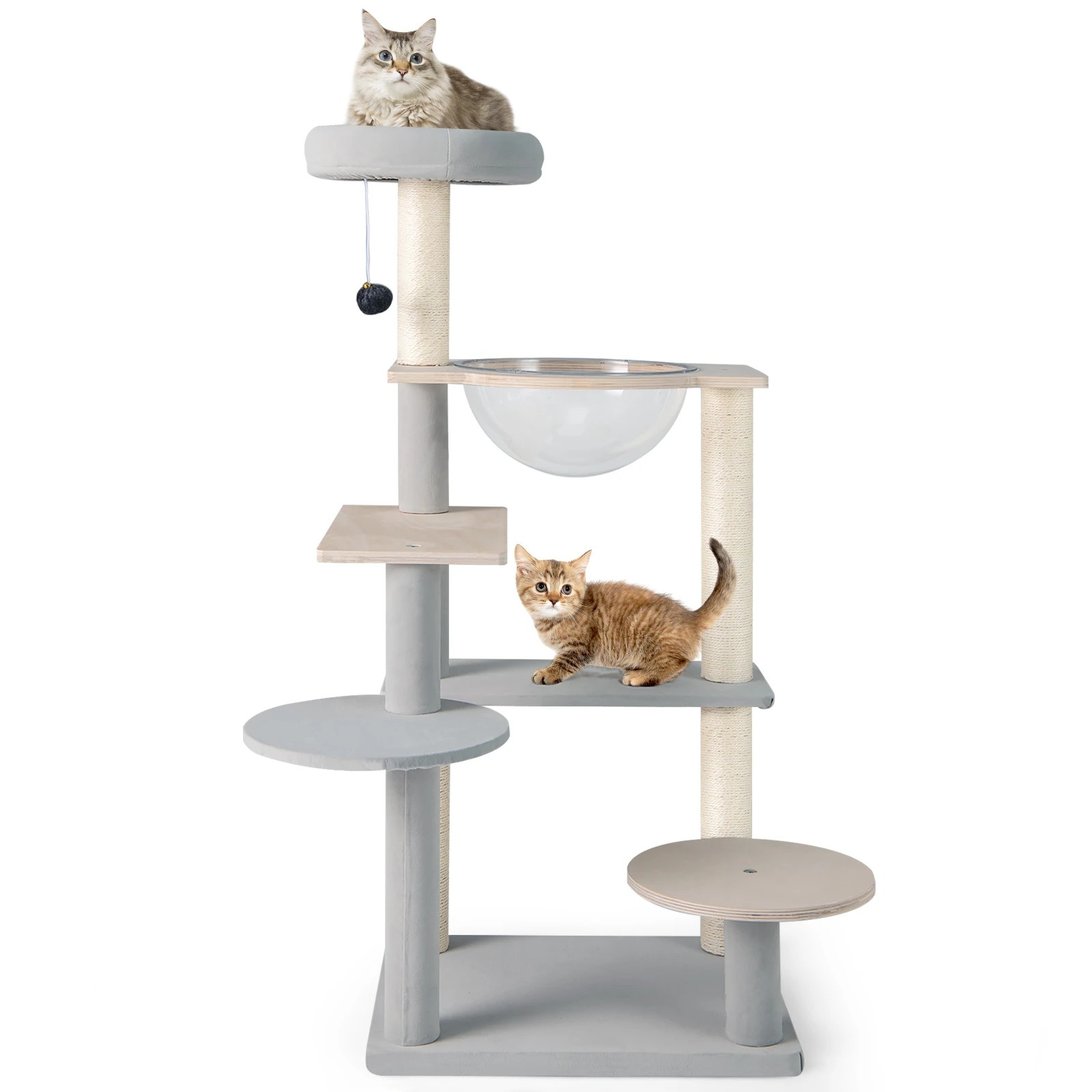 3 Costway 113cm Cat Tree Tower w/Sisal Scratching Posts Kitty Activity Center, 3 of 4