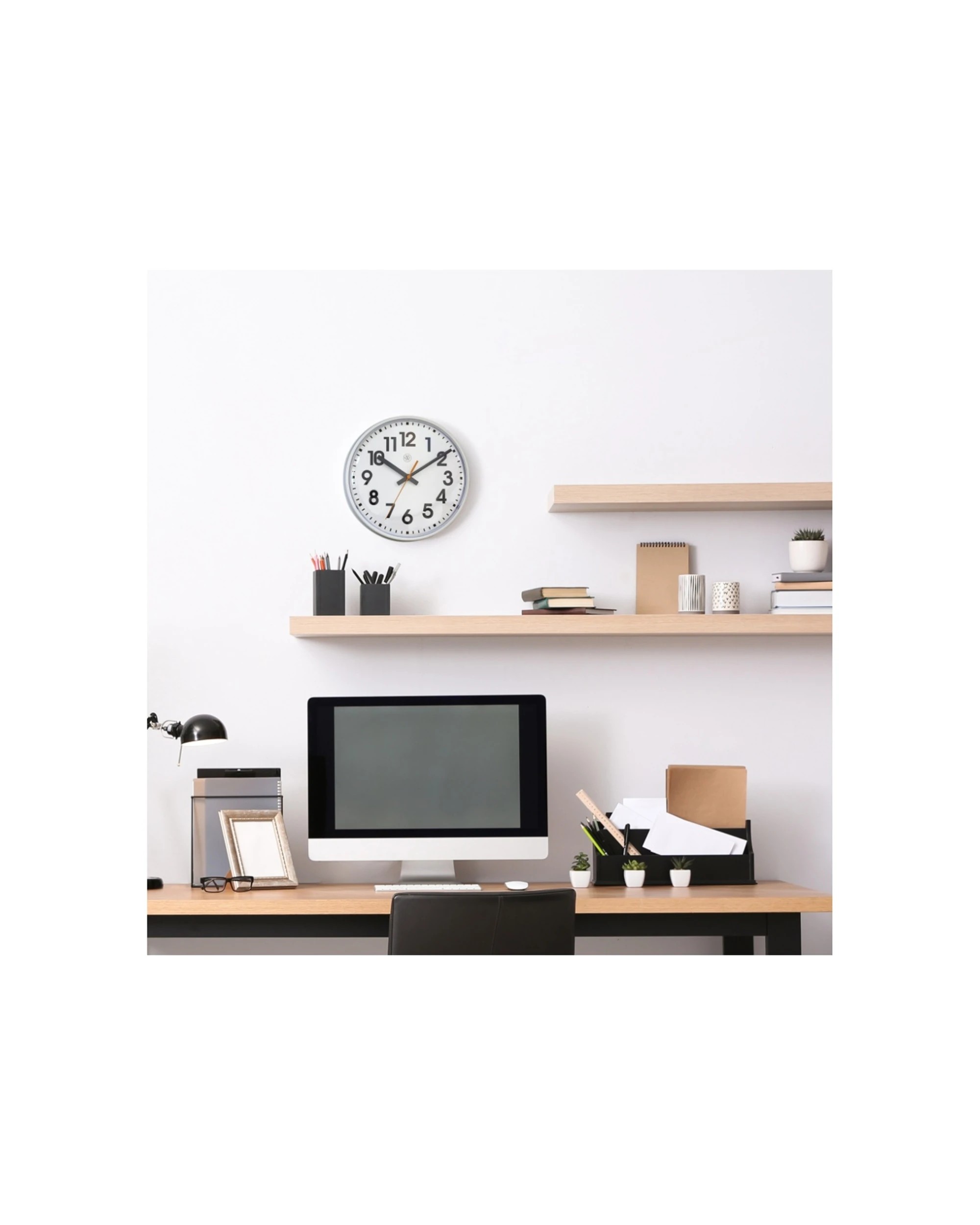 5 NeXtime Peter 36cm Silent Movement Wall Clock Minimalist Plastic Cover - White, 5 of 8