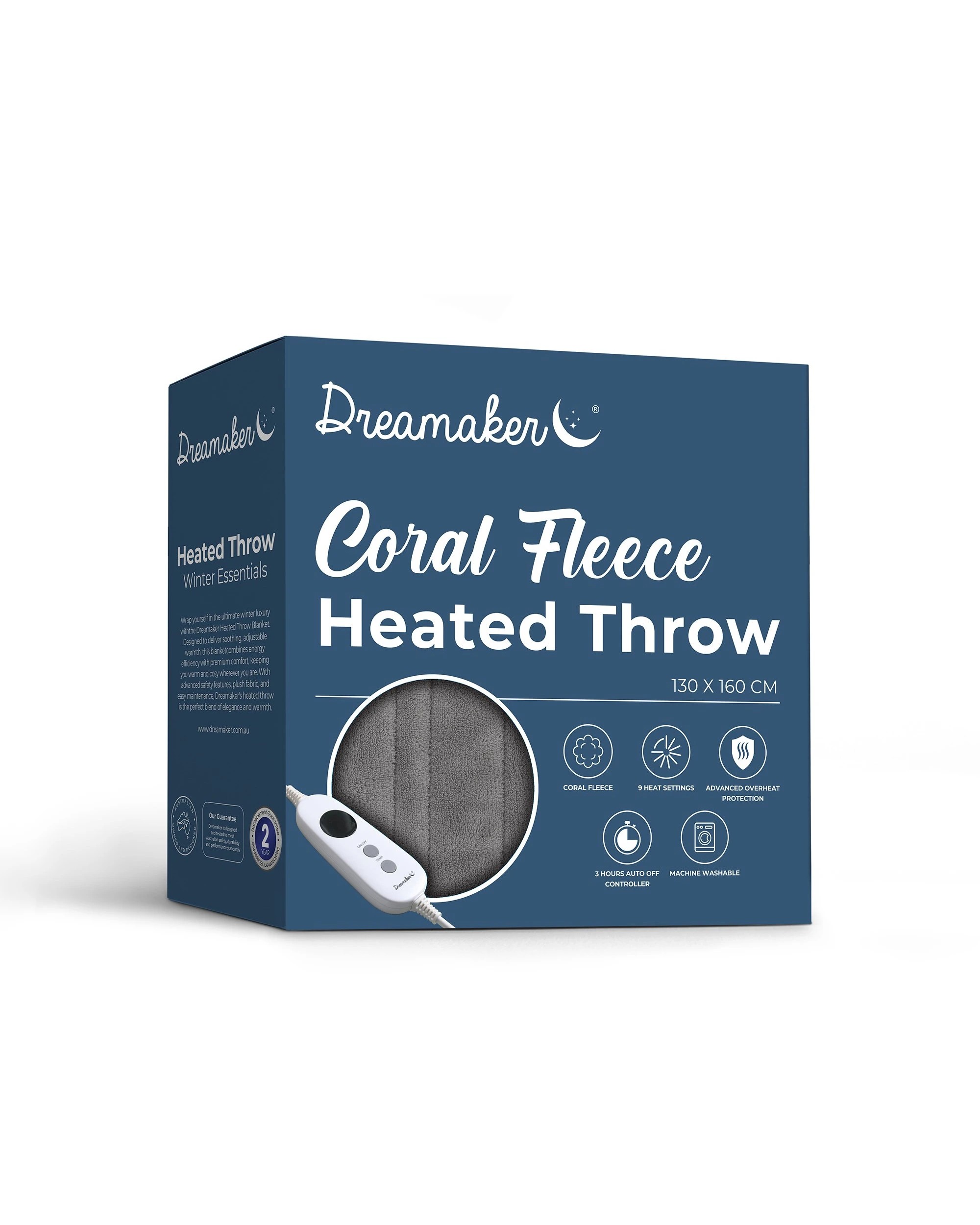 7 Dreamaker Kingston Coral Fleece Electric Heated Throw Blanket 130x160cm - Silver, 7 of 7