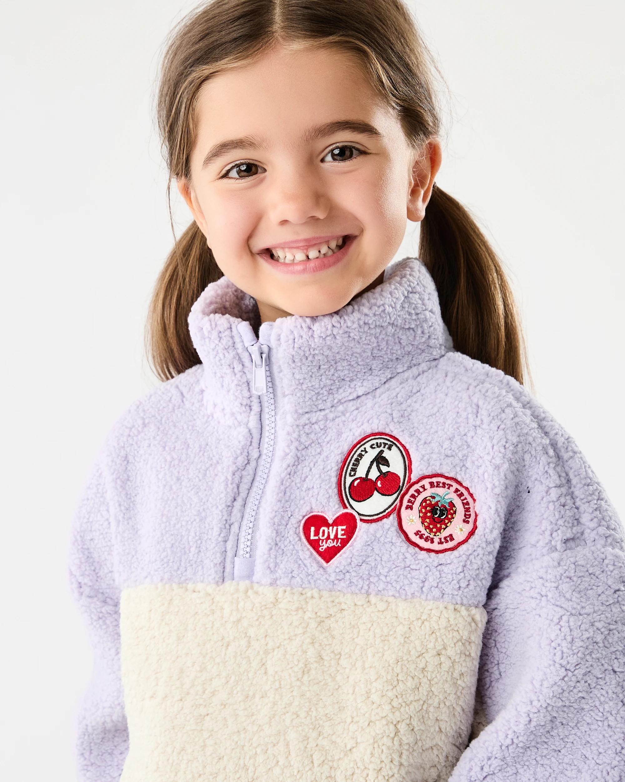 3 Quarter Zip Teddy Fleece Sweatshirt Mlti Badge, 3 of 8