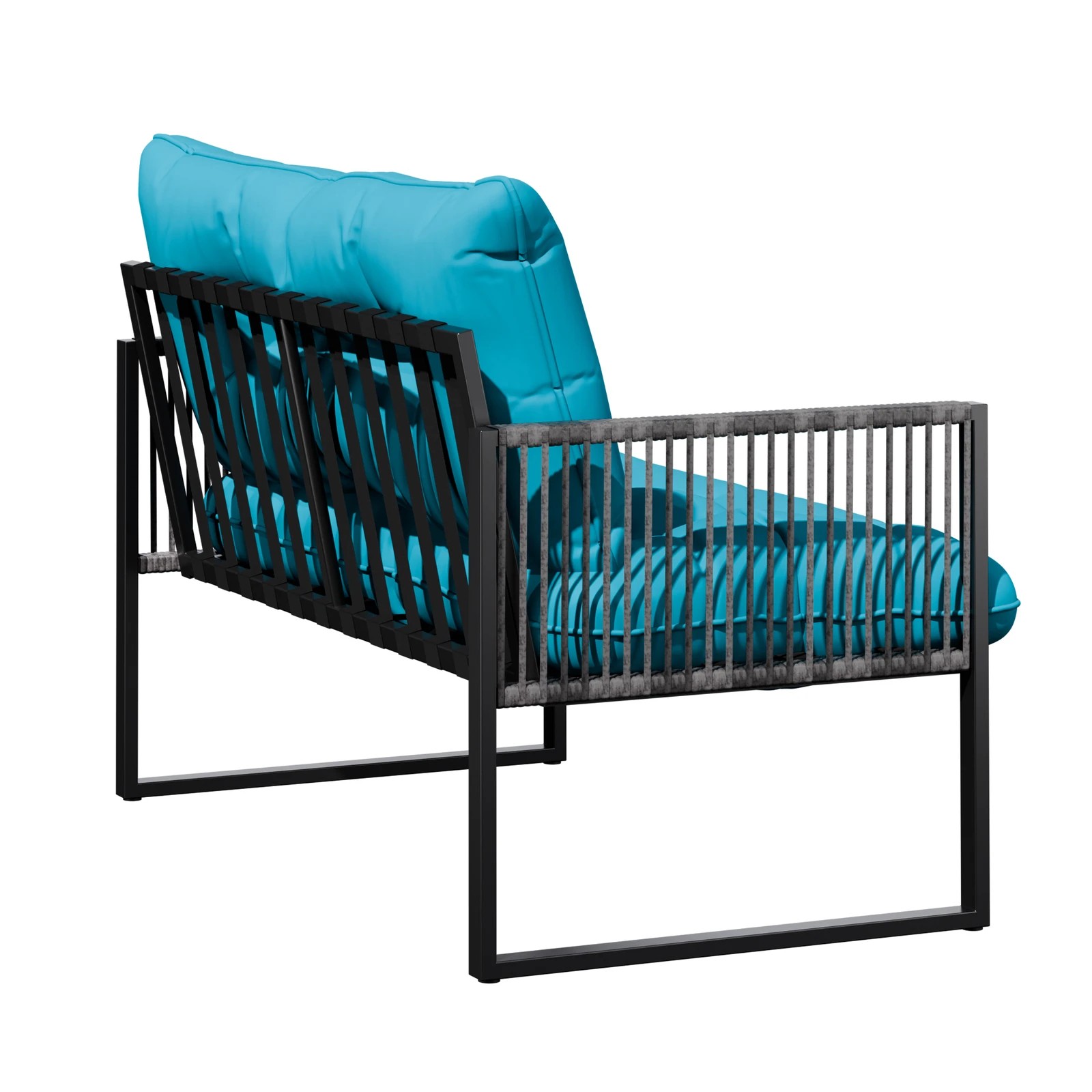 6 Alfordson 2PCS Outdoor Lounge Sofa Set Wicker Furniture Table and Chairs Garden - Blue, 6 of 10