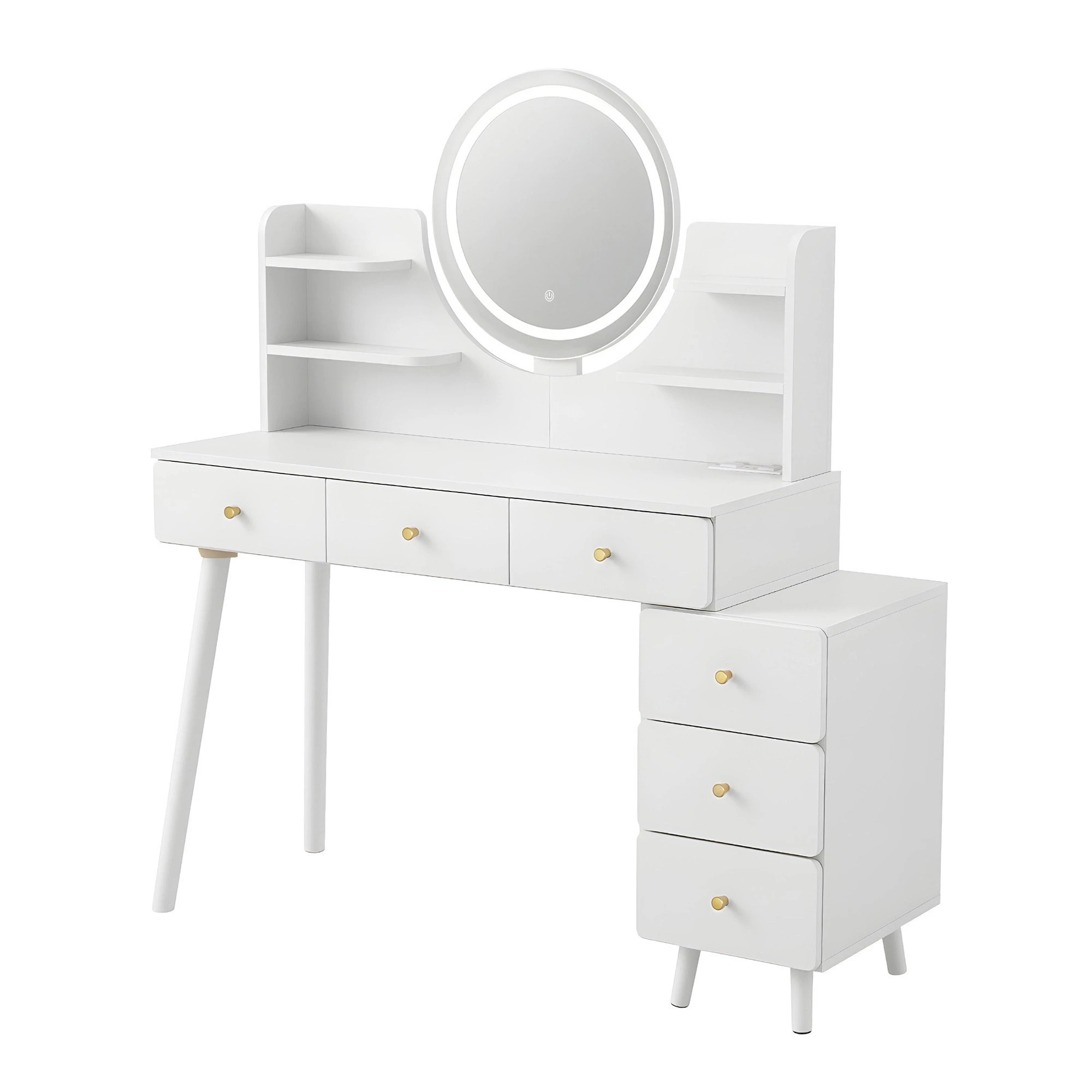 4 Artiss Dressing Table Charging Station Extendable LED Vanity Desk Mirror Storage Drawer - White, 4 of 10