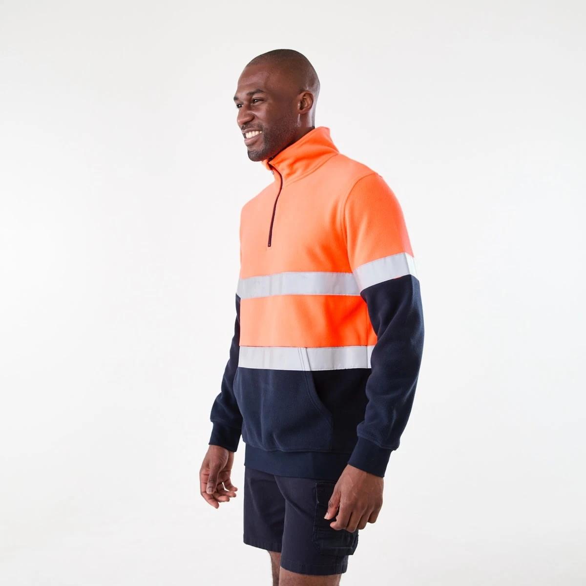 2 Workwear Hi-Visibility 1/4 Zip Polar Fleece Pullover Orange, 2 of 6