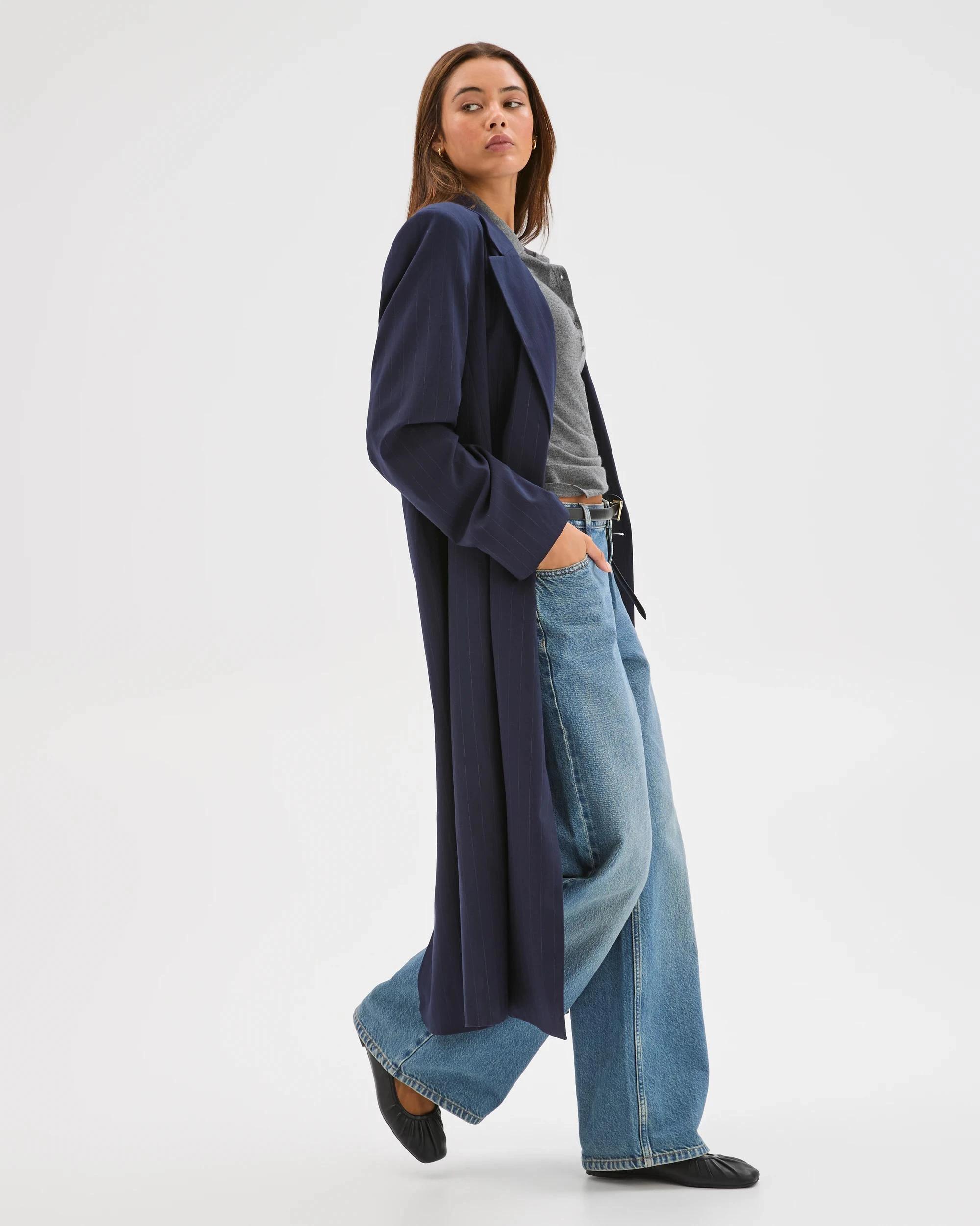 5 Lily Loves Longline Blazer NAVY PINSTRIPE, 5 of 6