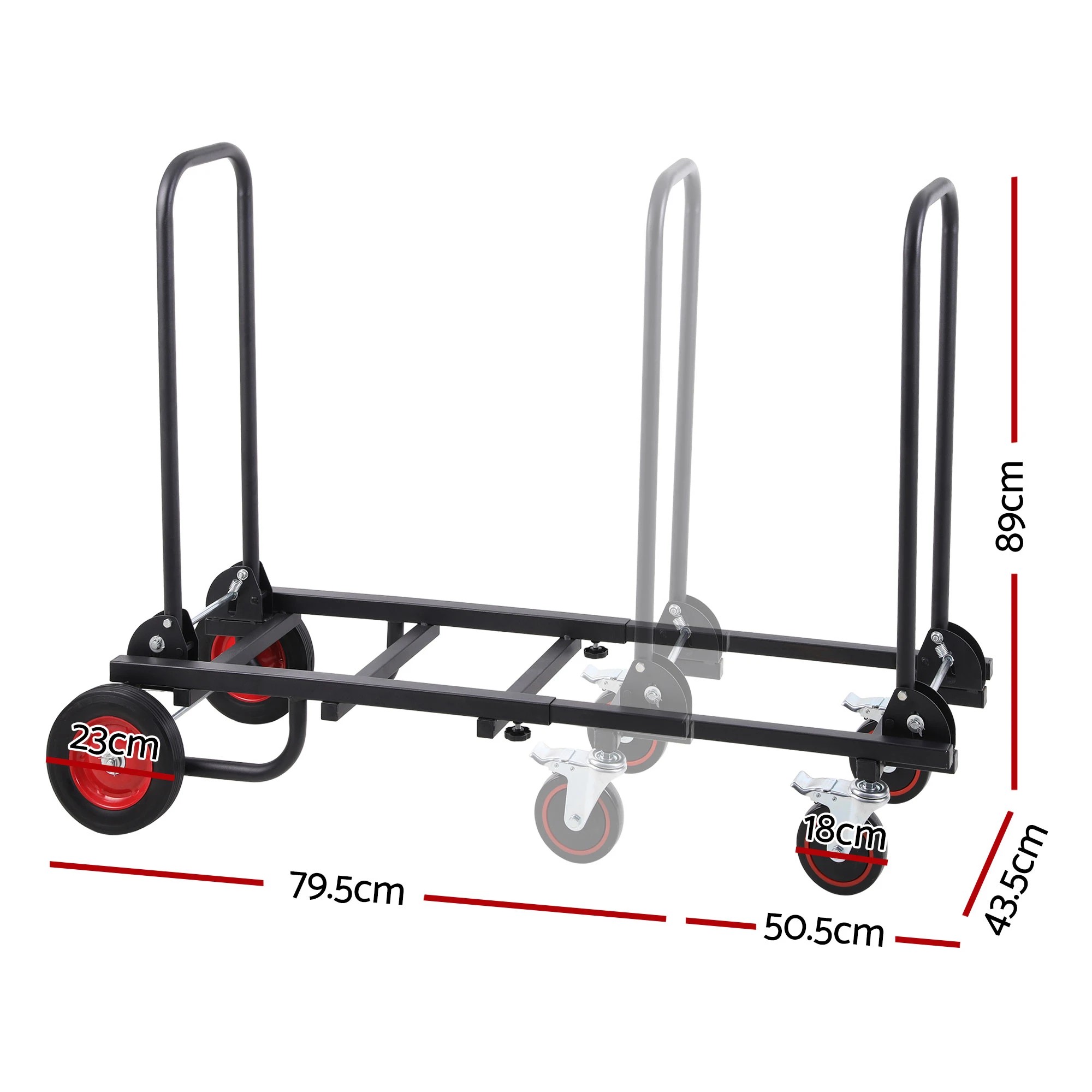 2 Giantz 180kg Load Foldable Hand Trolley Collapsible Transport Cart - Black, 2 of 3