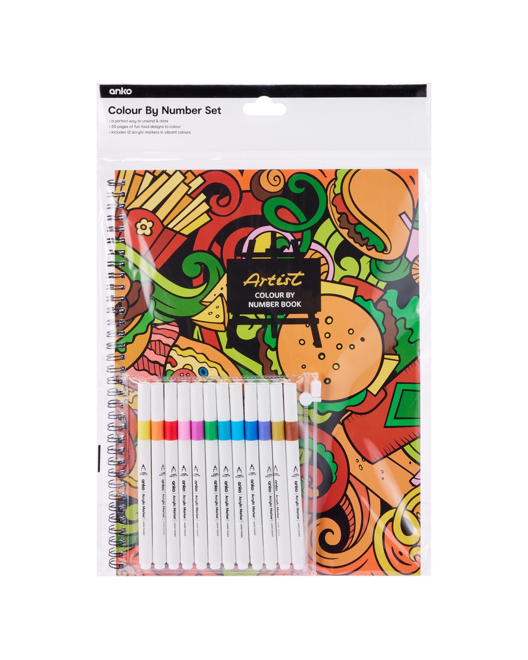 6 Colour By Number Set - Food, 6 of 6