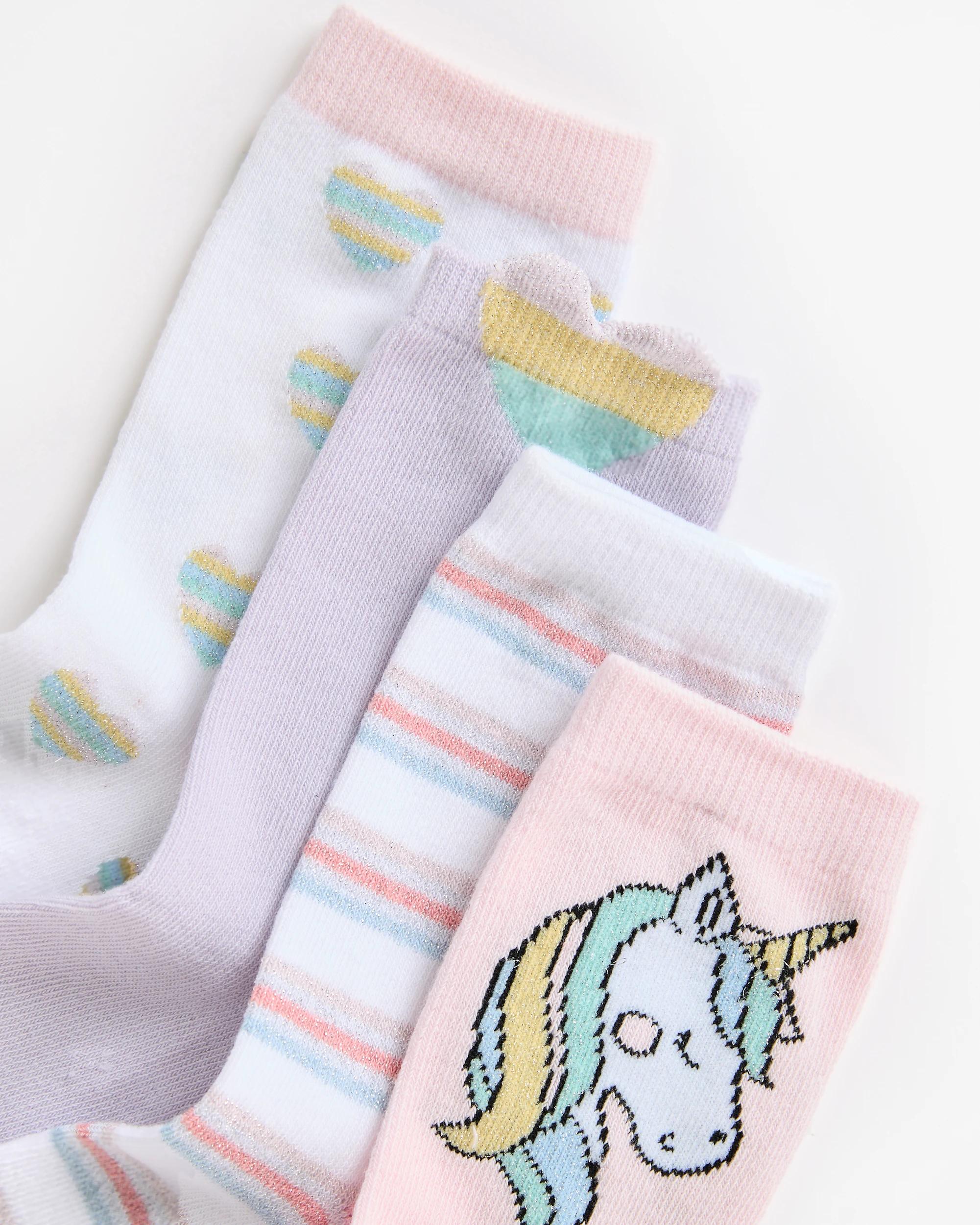 2 Maxx 4 Pack Girls Casual Crew Socks UNICORN & HEART, 2 of 3