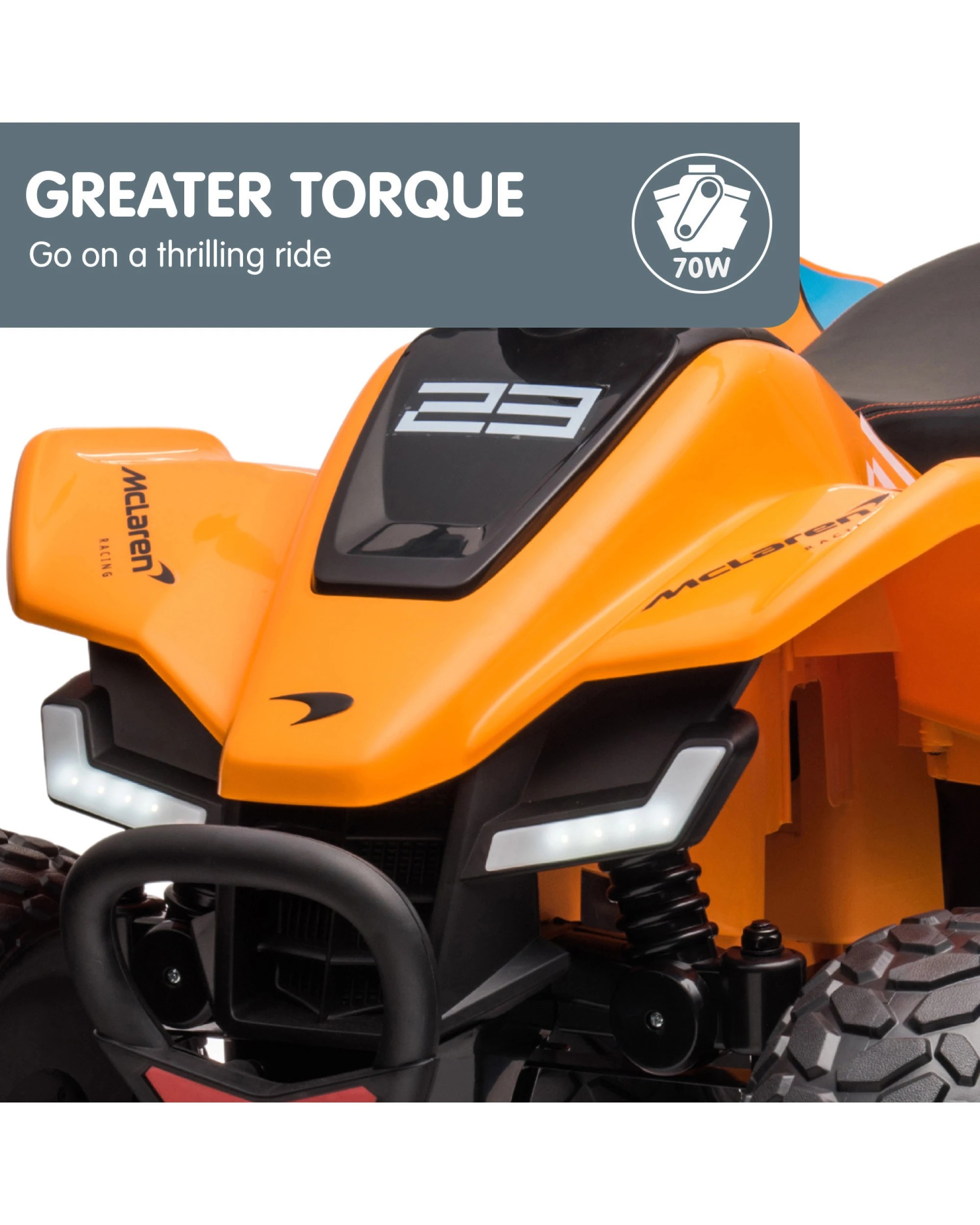 7 Kahuna Licensed MCL35 McLaren Kids Toy Ride On Electric Quad Bike - Orange, 7 of 10