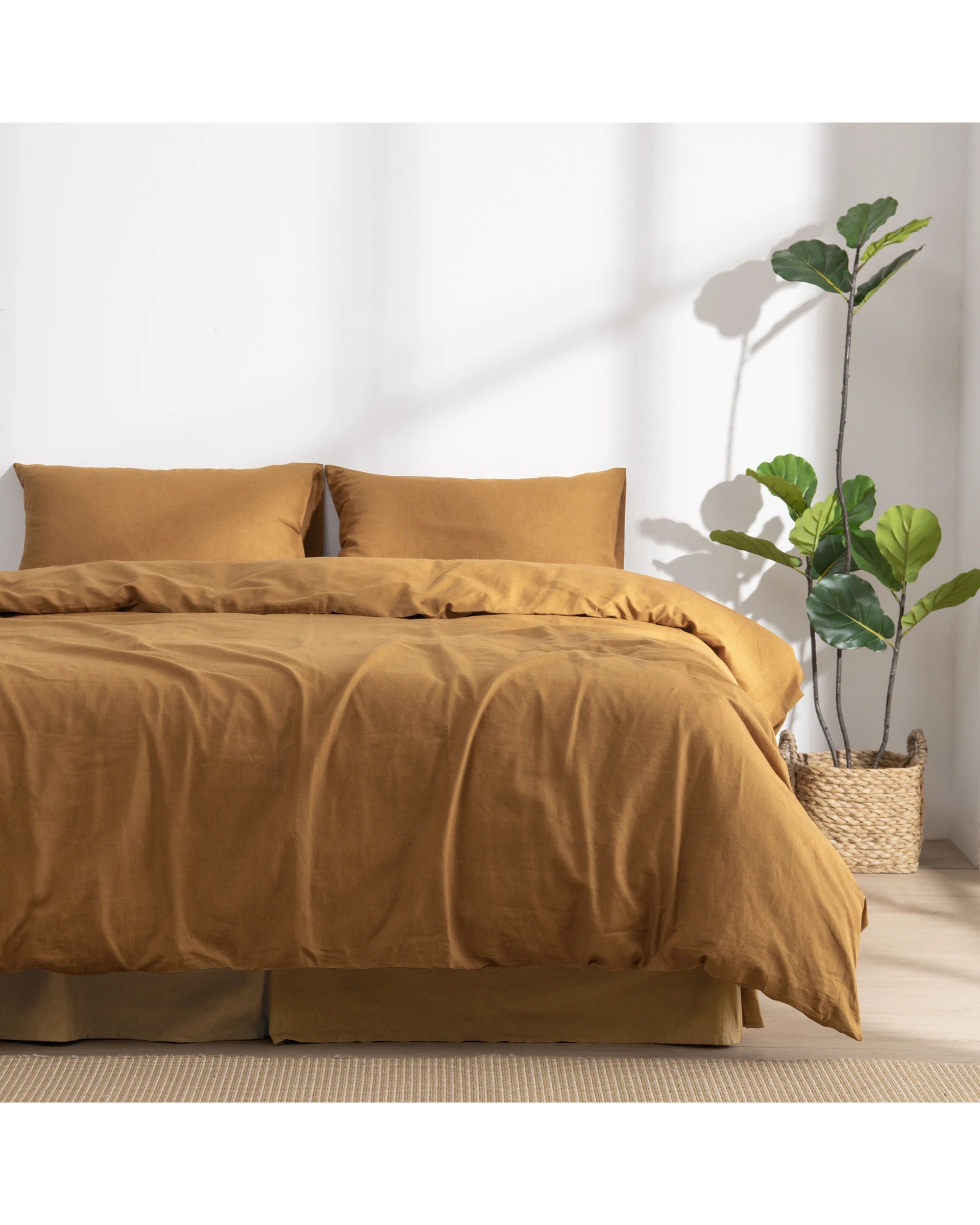 1 Dreamaker Linen Cotton Quilt Cover Set - Double Bed - Rust, 1 of 8