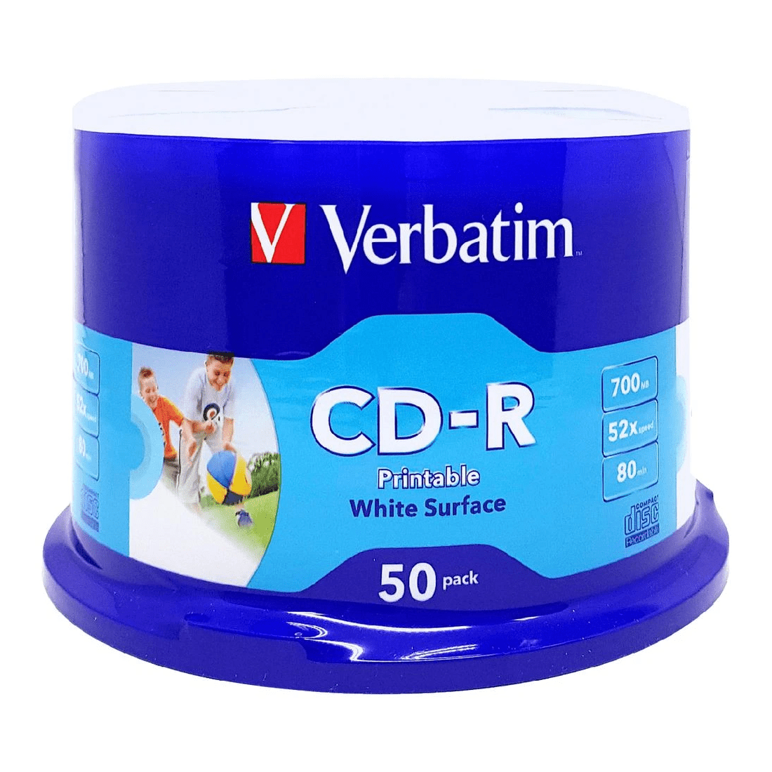 1 Verbatim CD-R 700MB 52x White Inkjet Spindle 50 Pack, 1 of 1