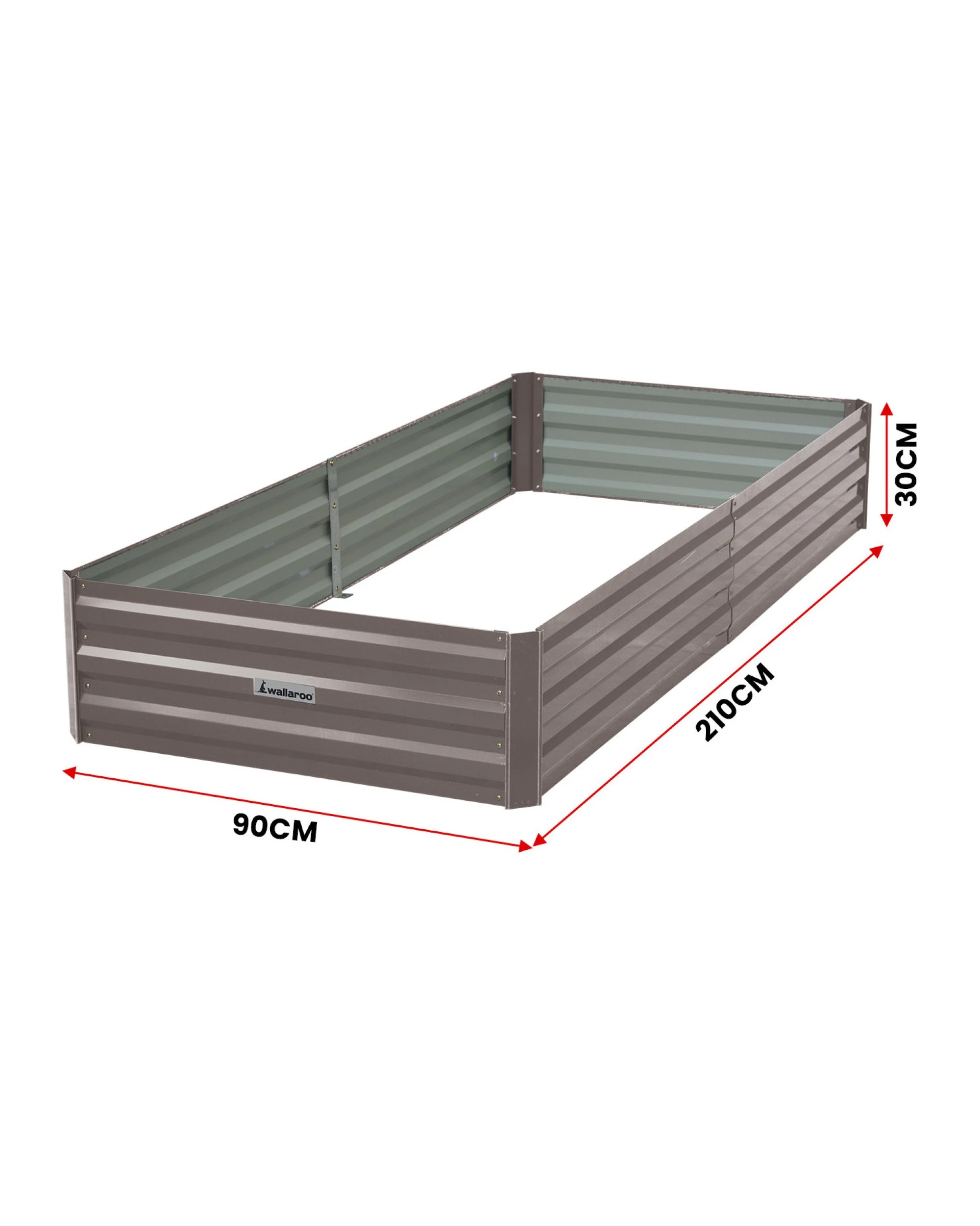 2 Wallaroo Galvanized Steel Raised Garden Bed 210 x 90 x 30cm Plants Vegetables Herbs Flowers - Grey, 2 of 5