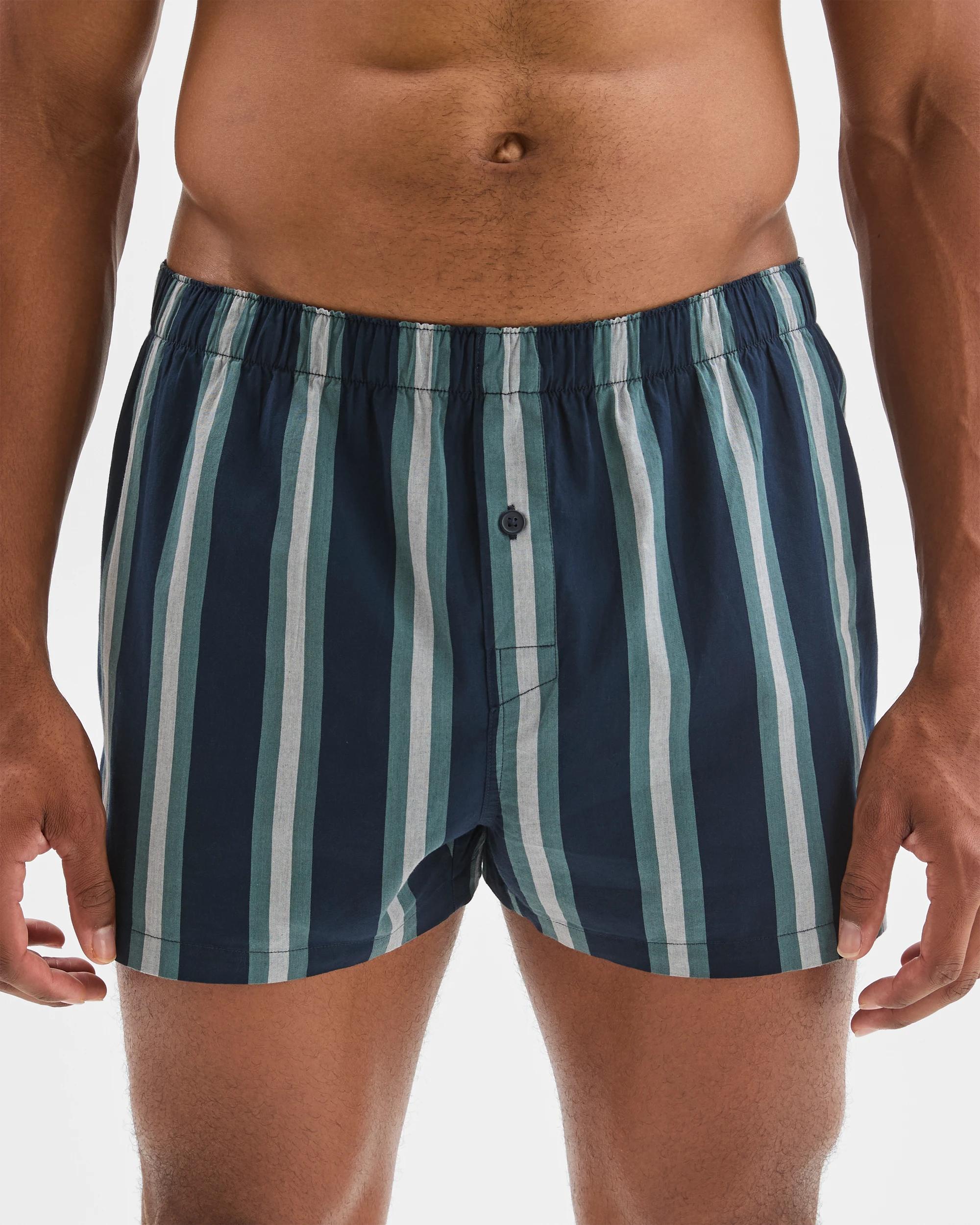 4 Maxx 3 Pack Woven Boxer Shorts NAVY STRIPE, 4 of 4