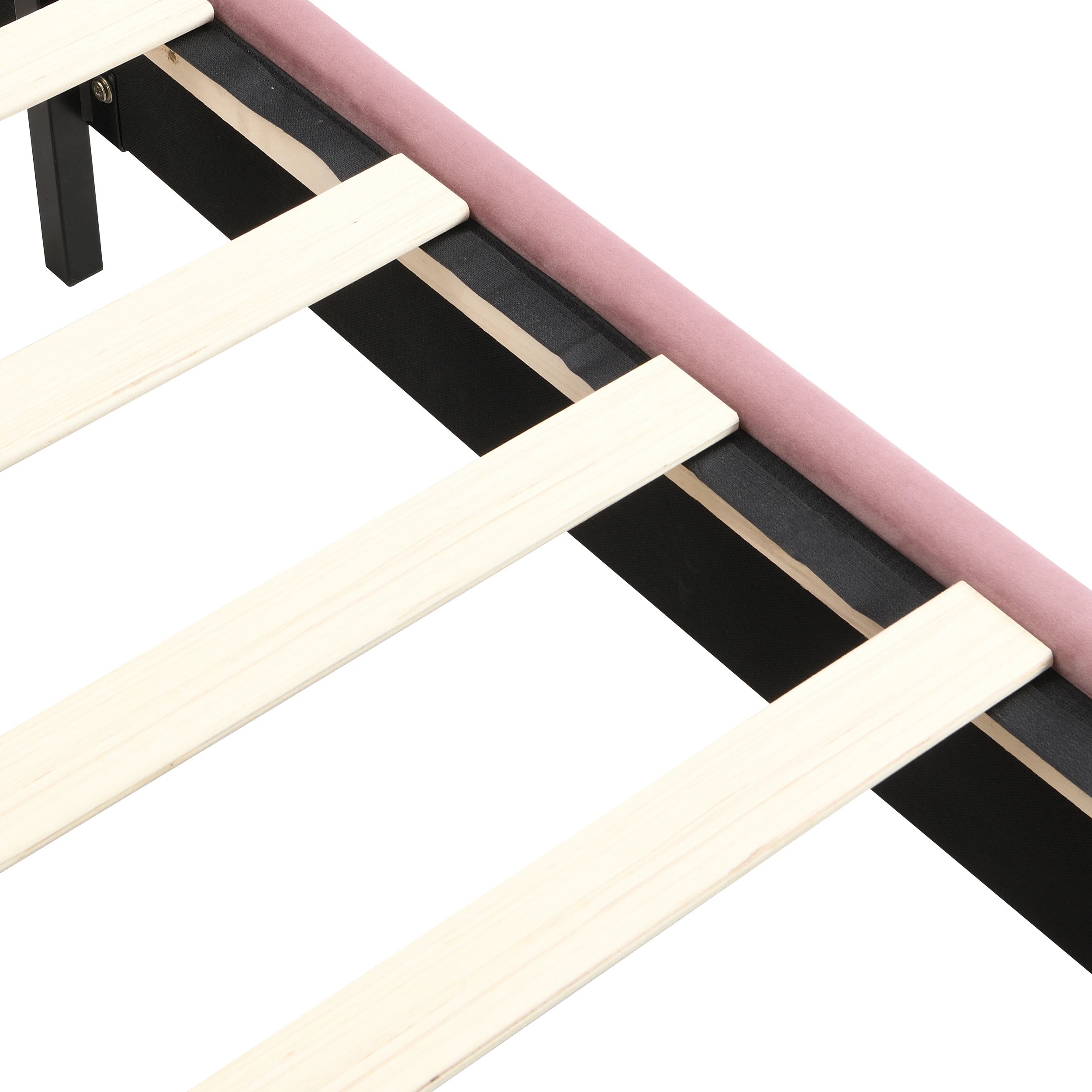 8 IHOMDEC BEF04 Shell Queen Bed Frame - Pink - Pink, 8 of 10