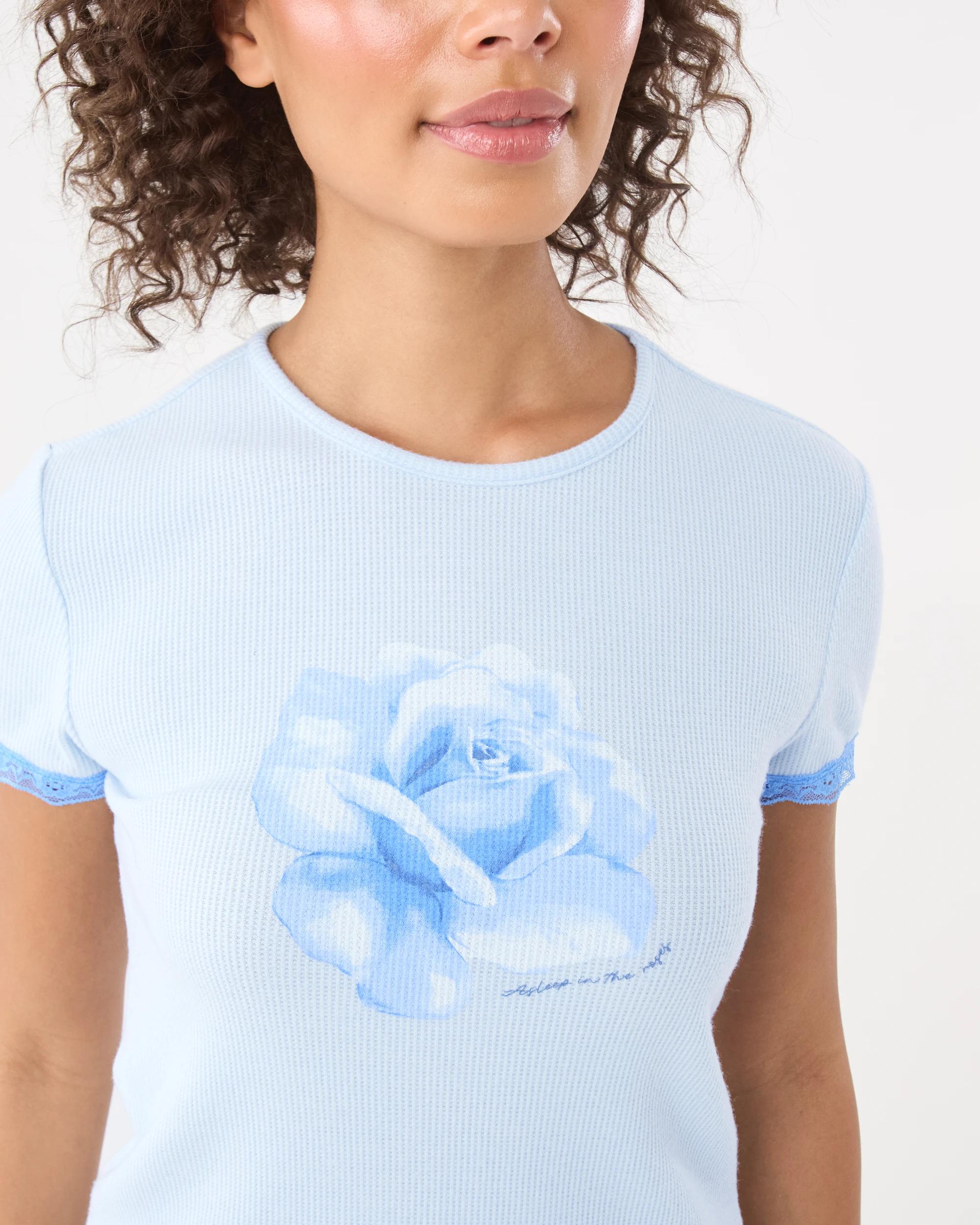 8 Waffle Lace Trim T-shirt Rose, 8 of 10