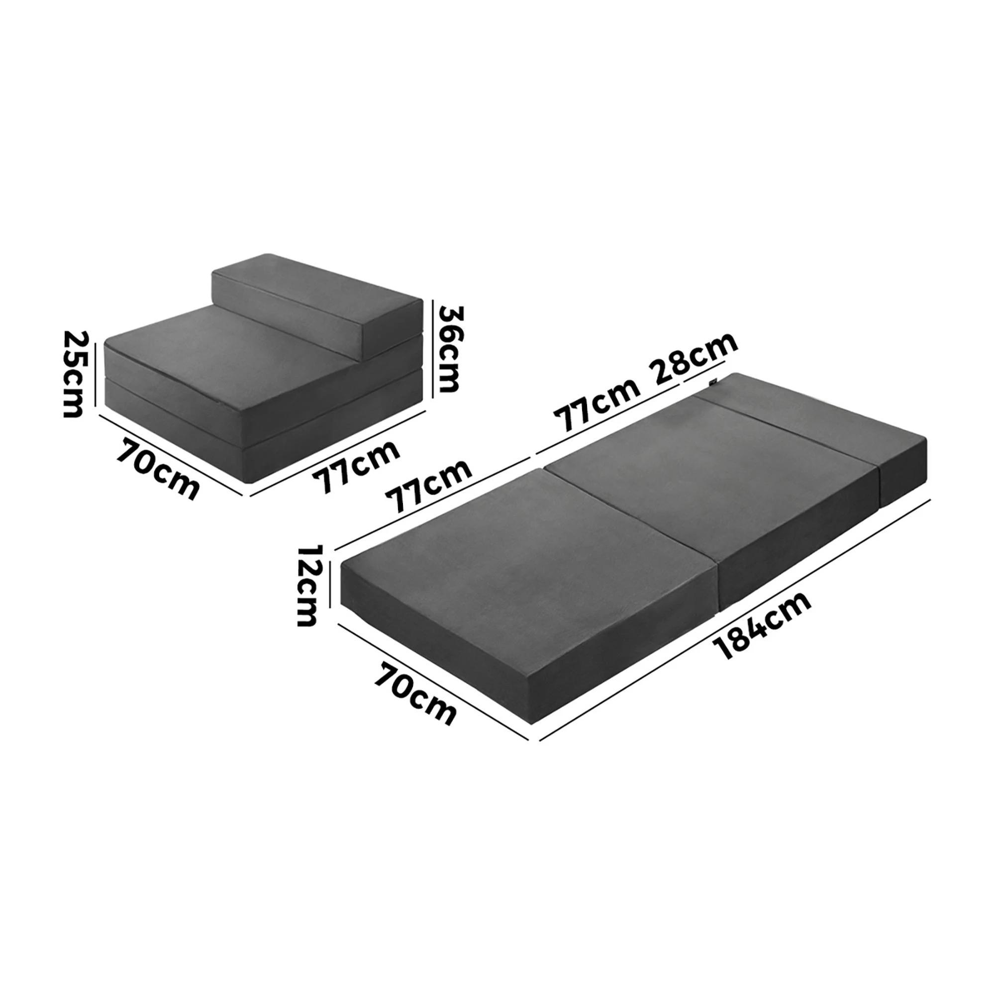 2 Bedra Bedding Foldable Foam Mattress Sofa Bed Portable Camping Folding Floor Bed Single - Grey, 2 of 10