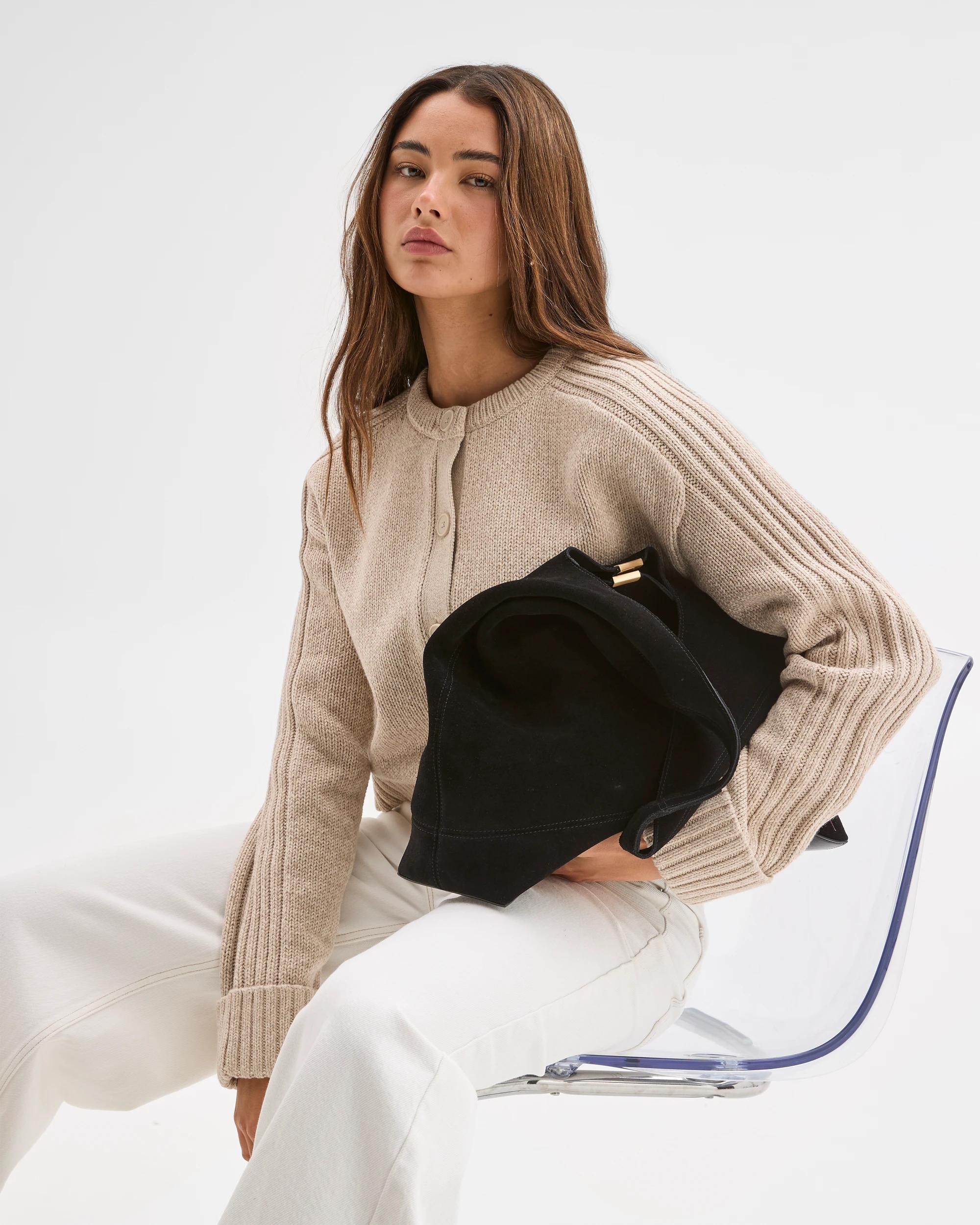 2 Lily Loves Australian Cotton Blend Knit Cardigan OATMEAL MARLE, 2 of 6