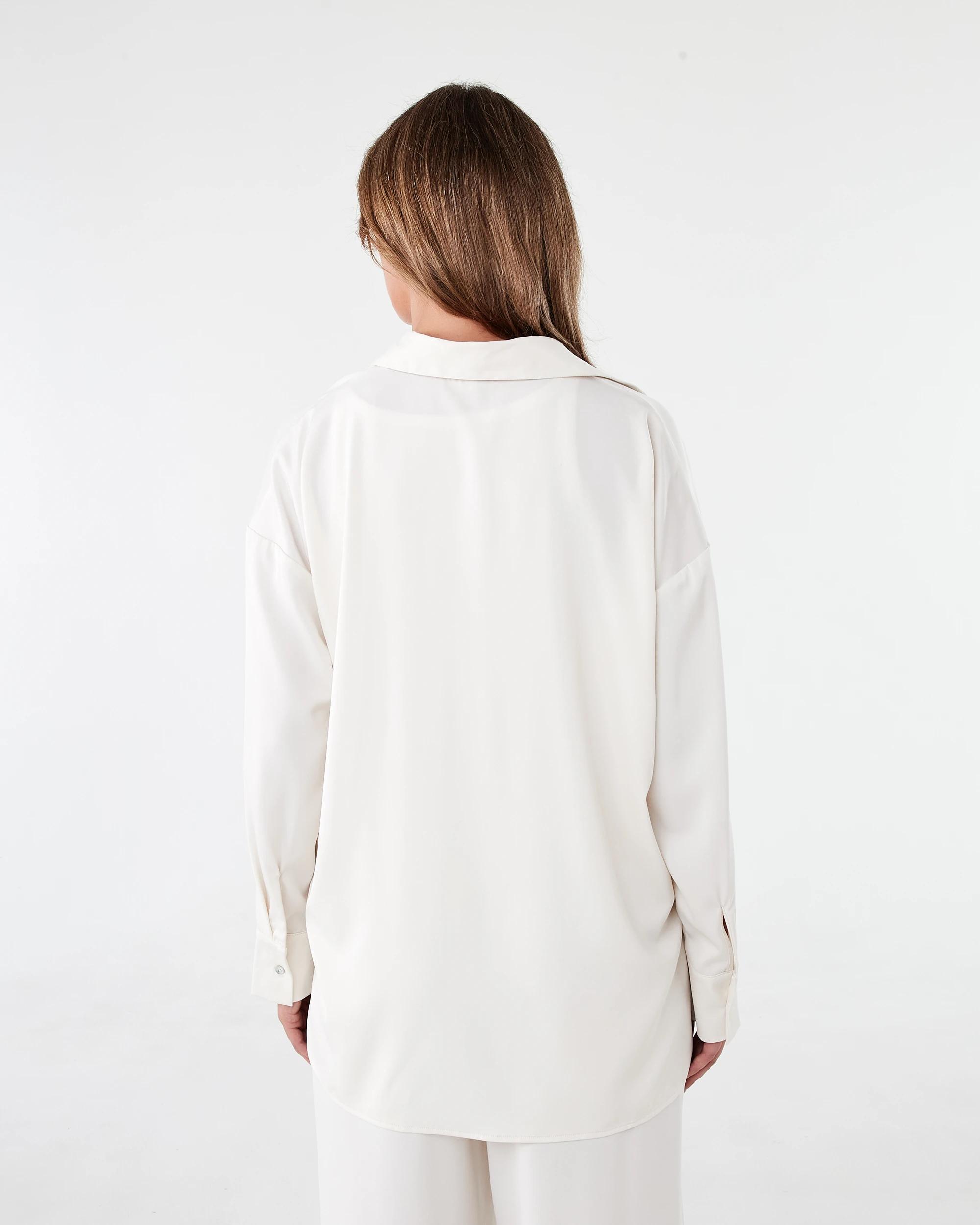 5 Long Sleeve Oversized Satin Shirt Vanillaoat, 5 of 10