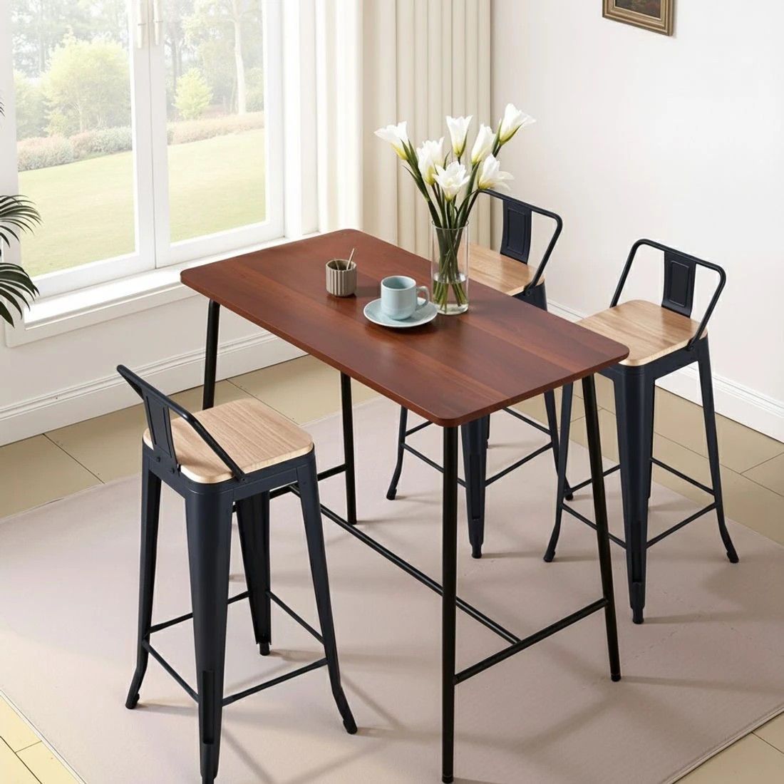 4 Artiss 4x Bar Stools Kitchen Counter High Chair Dining Stackable Metal - Multi, 4 of 8