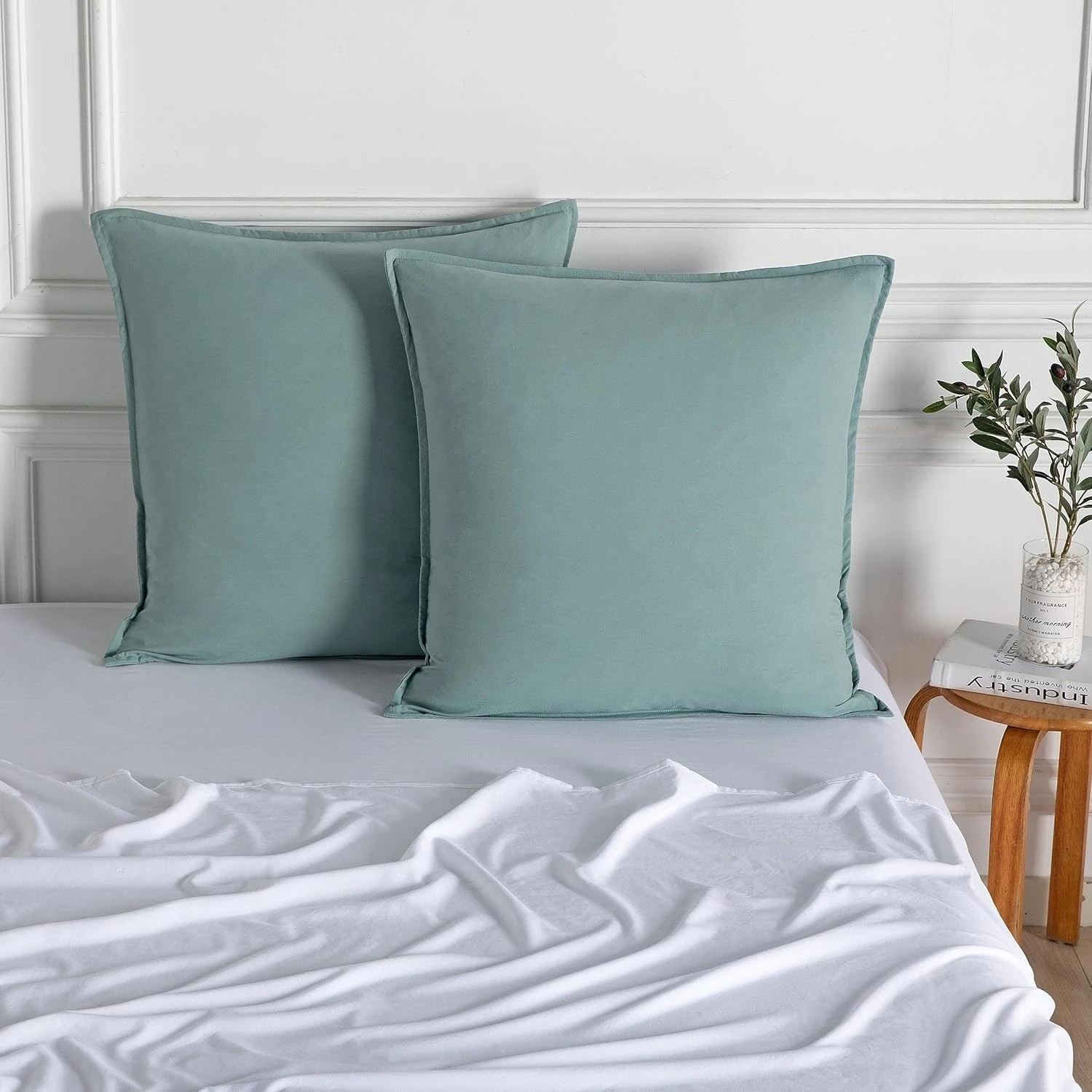 2 CleverPolly 2-Pack Vintage Washed Microfibre European Pillowcases - Seafoam, 2 of 4