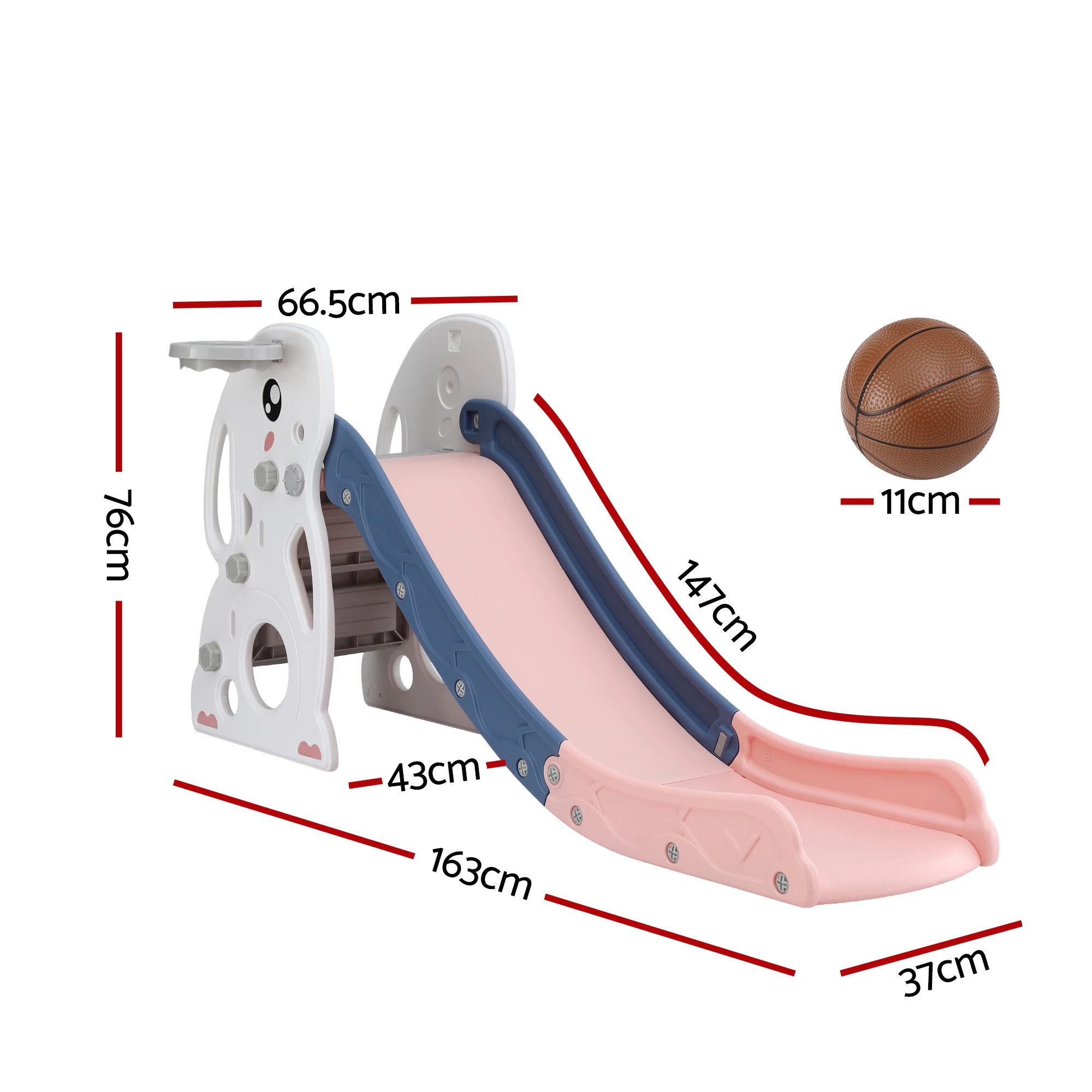 2 Keezi Kids Slide Set Basketball Hoop Ring Outdoor Playground Toy Rabbit 147cm - Multi, 2 of 4