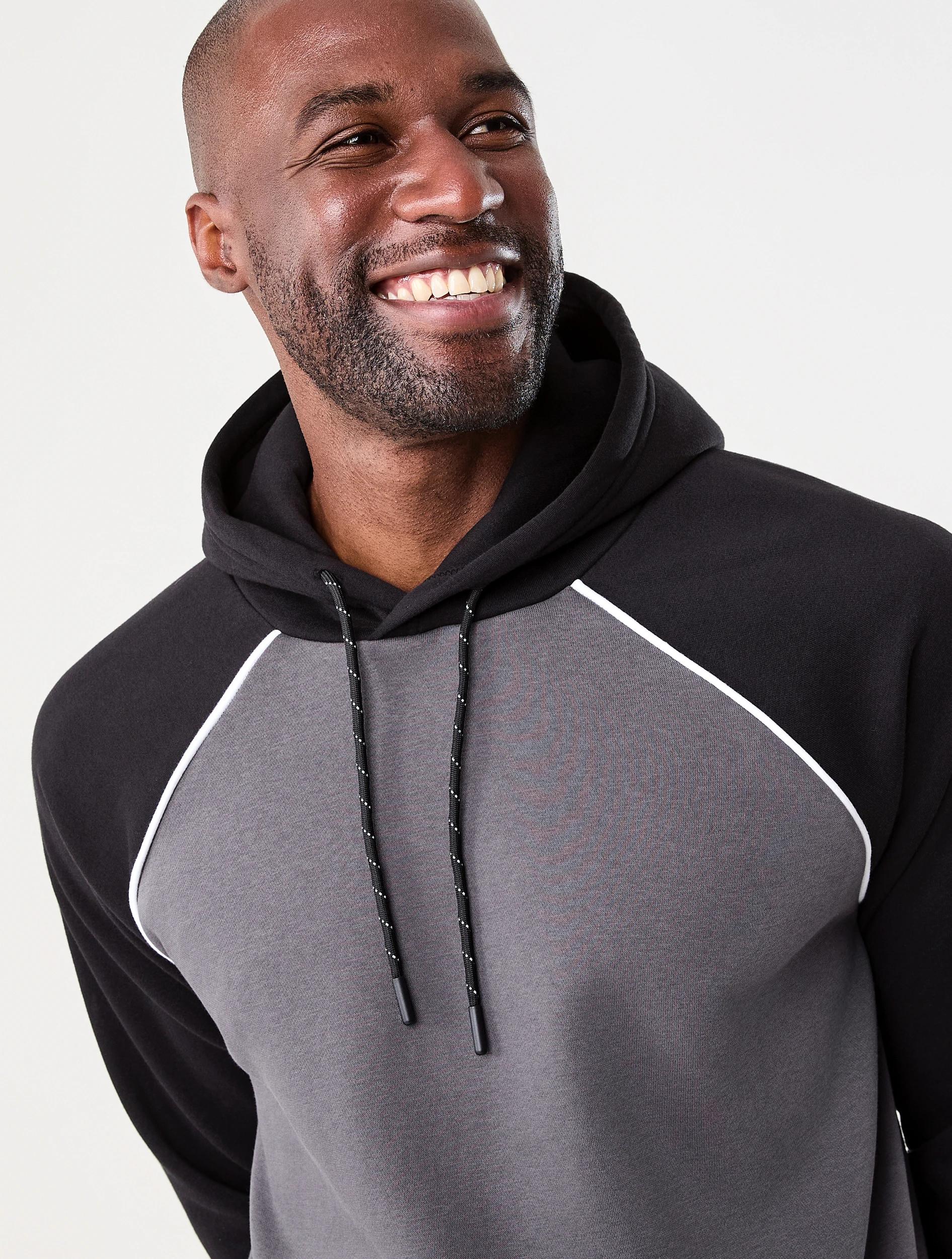 4 Active Mens Raglan Hoodie Black/grey, 4 of 6