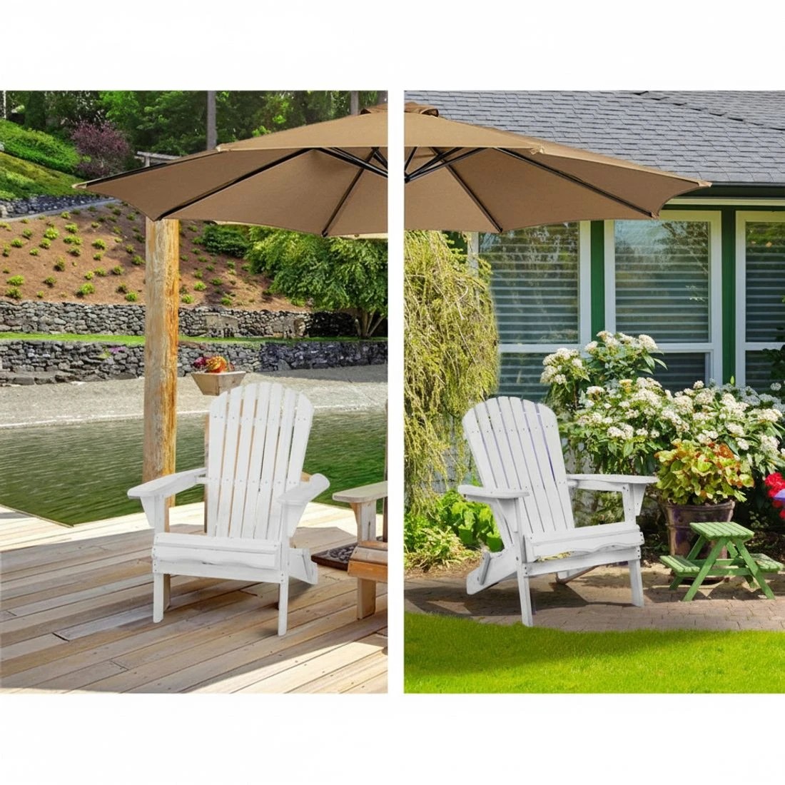 6 Gardeon Adirondack Outdoor Chairs Wooden Foldable Beach Chairs Patio Furniture Weather Resistant Easy Assembly - White, 6 of 8