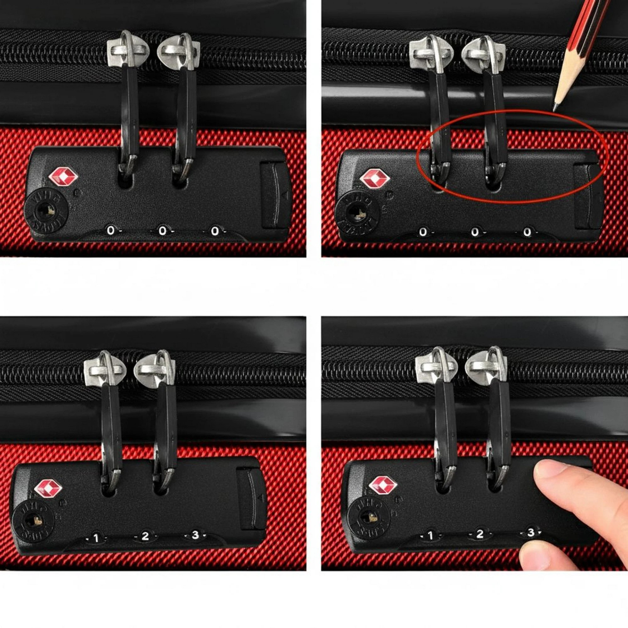 6 Wanderlite 2pc Luggage Trolley Travel Set Suitcase Carry On TSA Hard Case - Red, 6 of 6