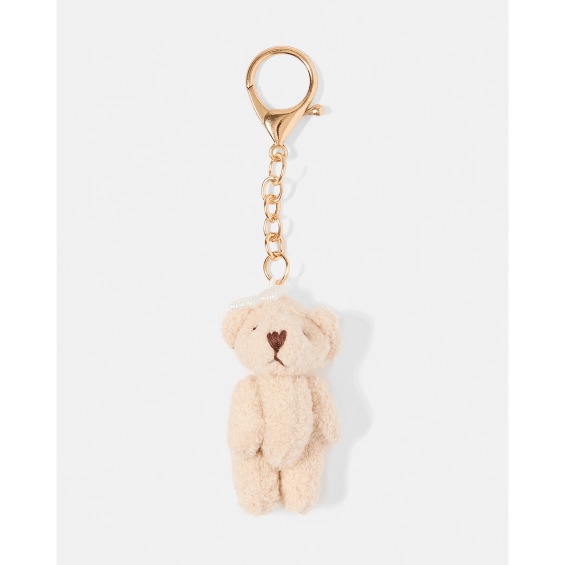 2 Mini Teddy Charm Keyring Gift Set - Gold Tone and Beige, 2 of 3