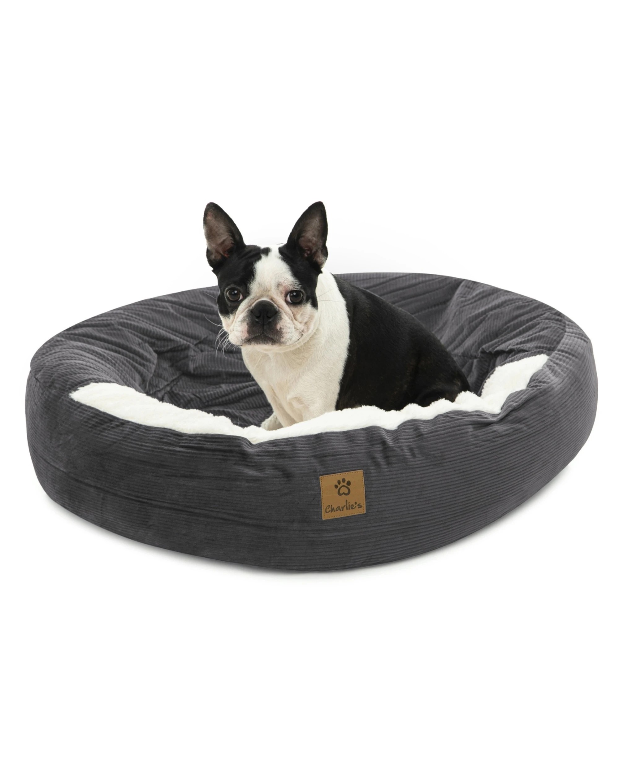 1 Charlie's Snookie Hooded Corduroy Calming Dog Bed Large - Charcoal, 1 of 7