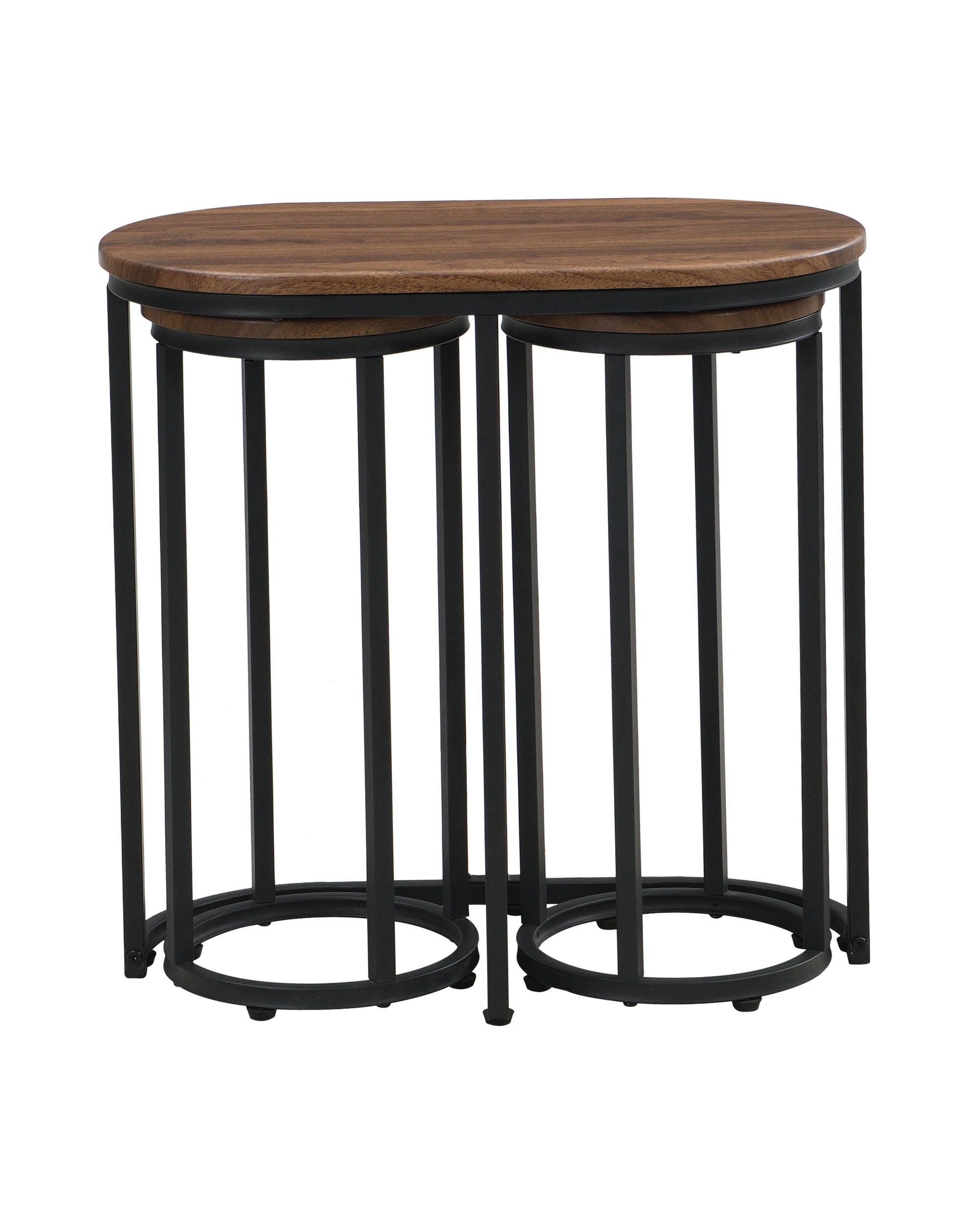 3 IHOMDEC 3 Pieces Oval Coffee Table Set with 2 Round Chairs Walnut - Brown, 3 of 9