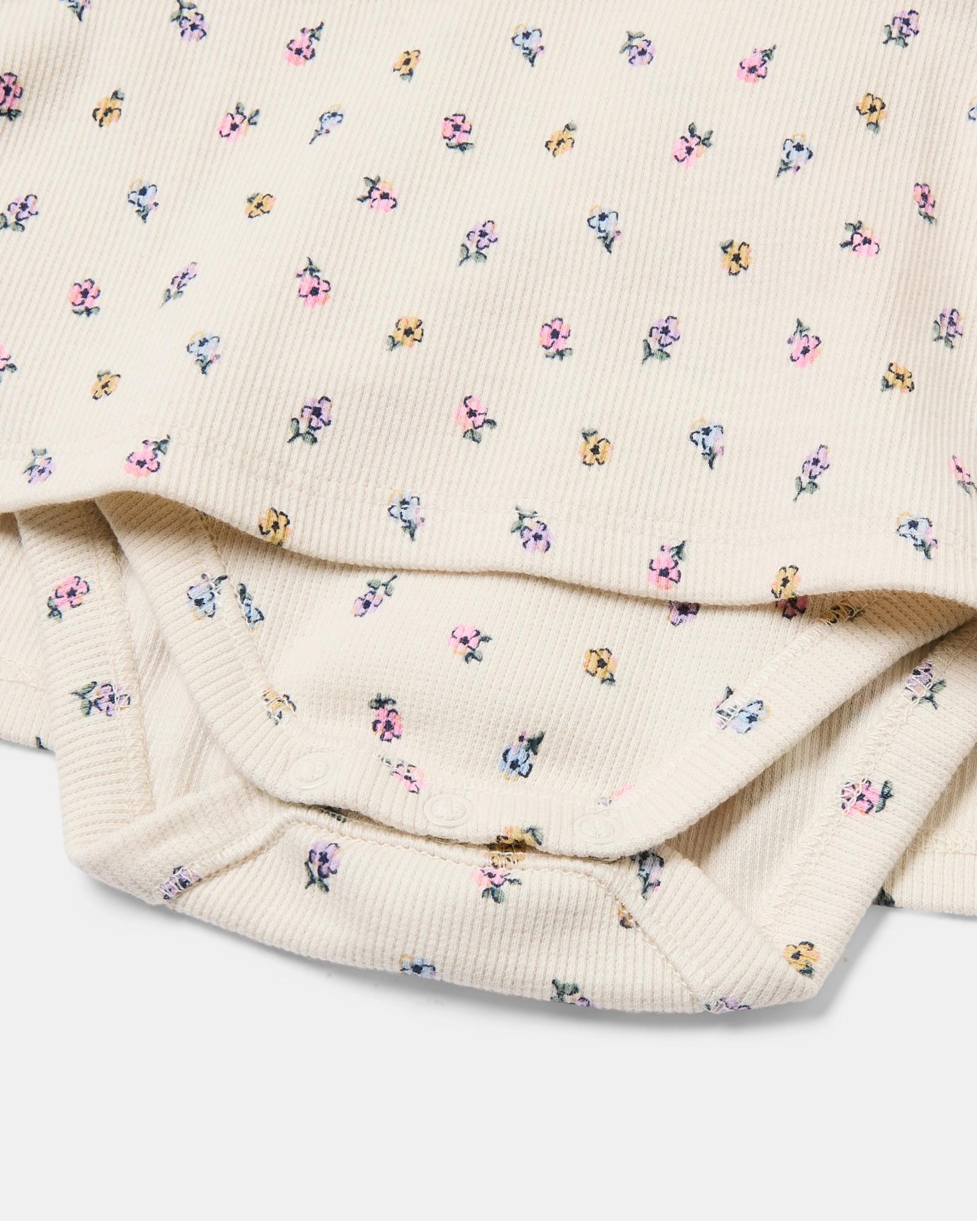 4 Long Sleeve Ribbed Bodysuit Dress Floral, 4 of 4