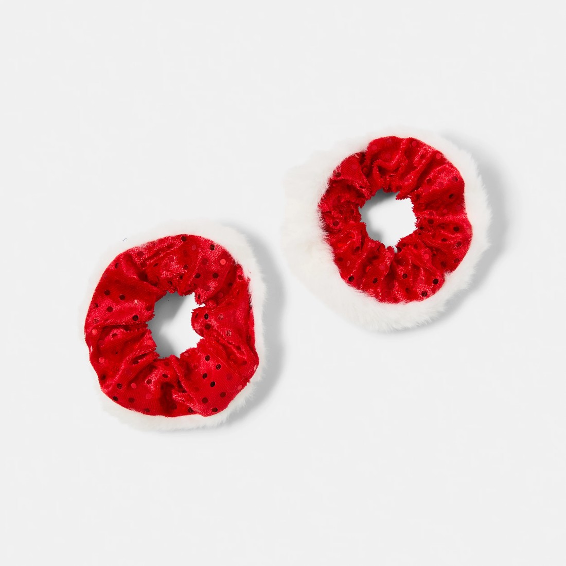 2 2 Pack Christmas Hair Scrunchies - Red and White, 2 of 5