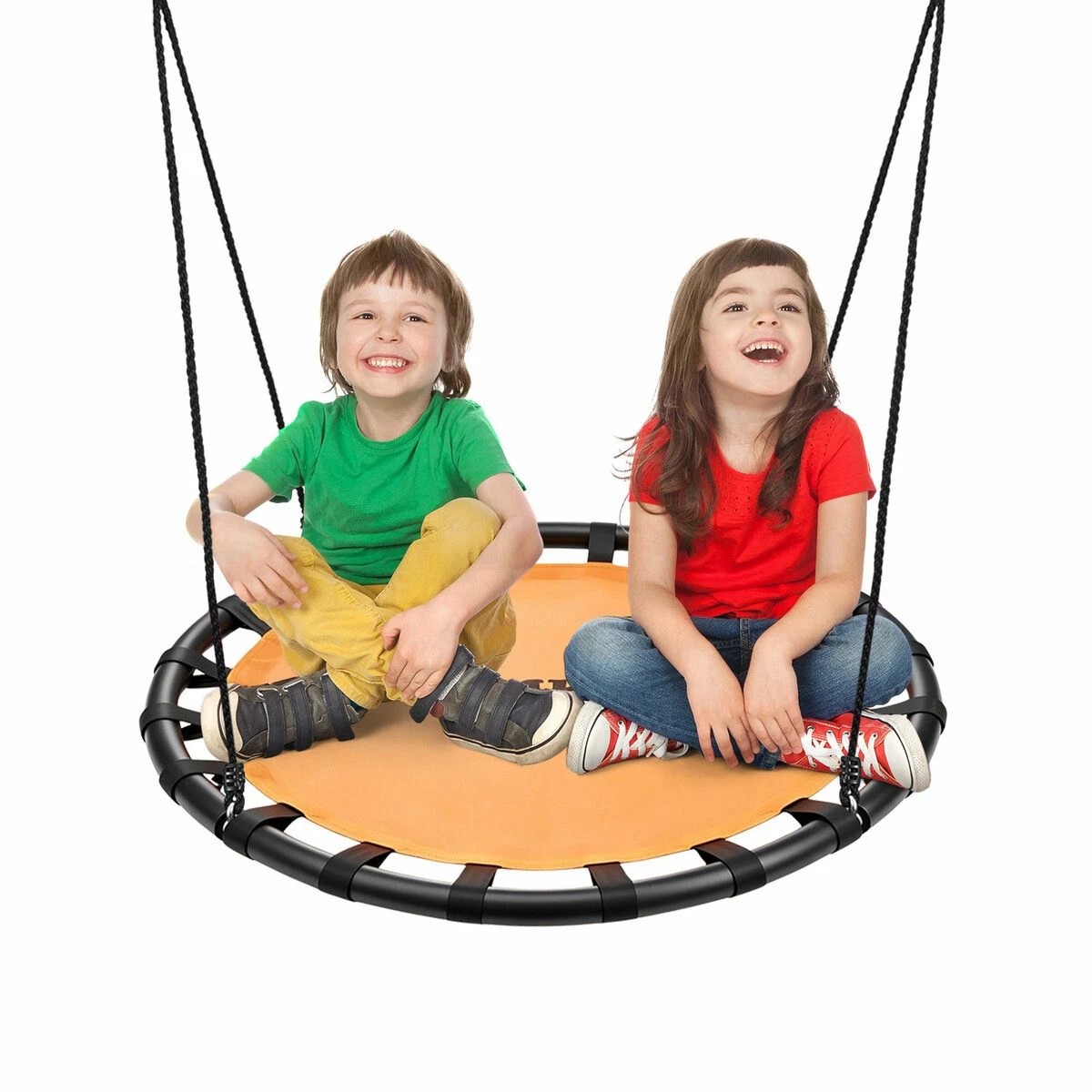 2 Kidbot 100cm Kids Tree Swing Seat 150 kg Round Garden Hanging Flying Saucer Play Set, 2 of 3