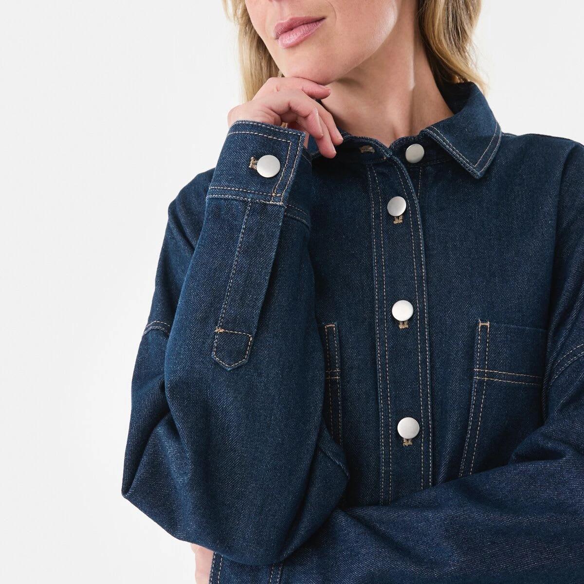 6 Long Sleeve Denim Shirt Dark Wash, 6 of 8