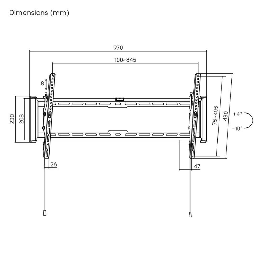 7 Brateck Heavy Duty Tilt TV Wall Mount 32 – 100" 75kg, 7 of 7
